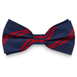 Red Twin Stripe Navy Silk Pre-Tied Bow Tie
