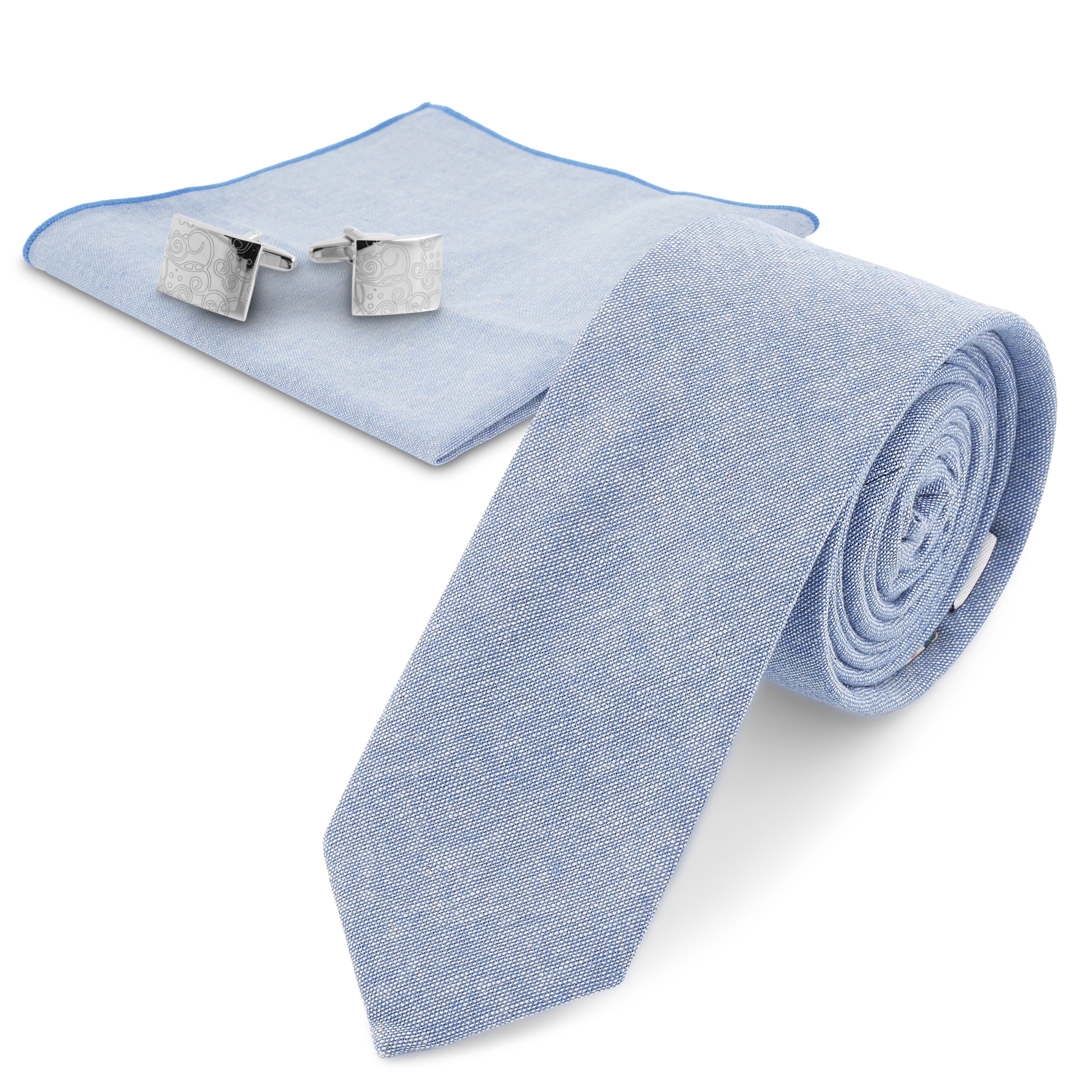 Blassblaues und silberfarbenes Anzug-Accessoires-Set