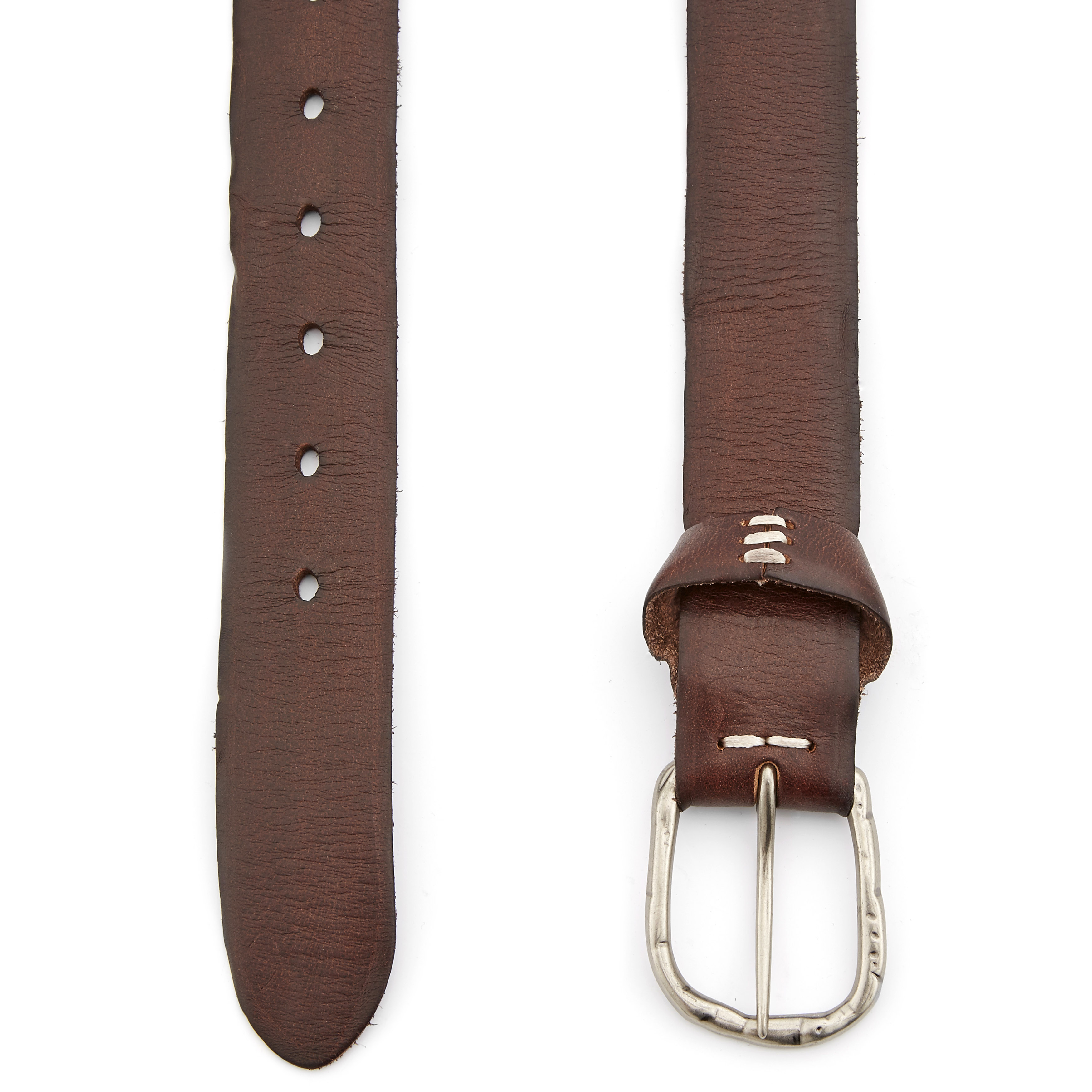 Asymmetrical Brown Leather Belt - 2