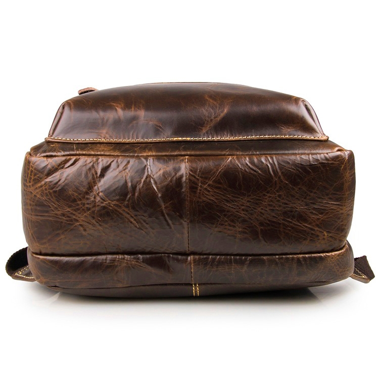 Lichtgewicht Bruine Leren Backpack - 7