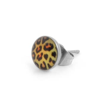 8 mm Leopard Pattern Steel Round Stud Earring 8 mm Leopard Pattern Steel Round Stud Earring