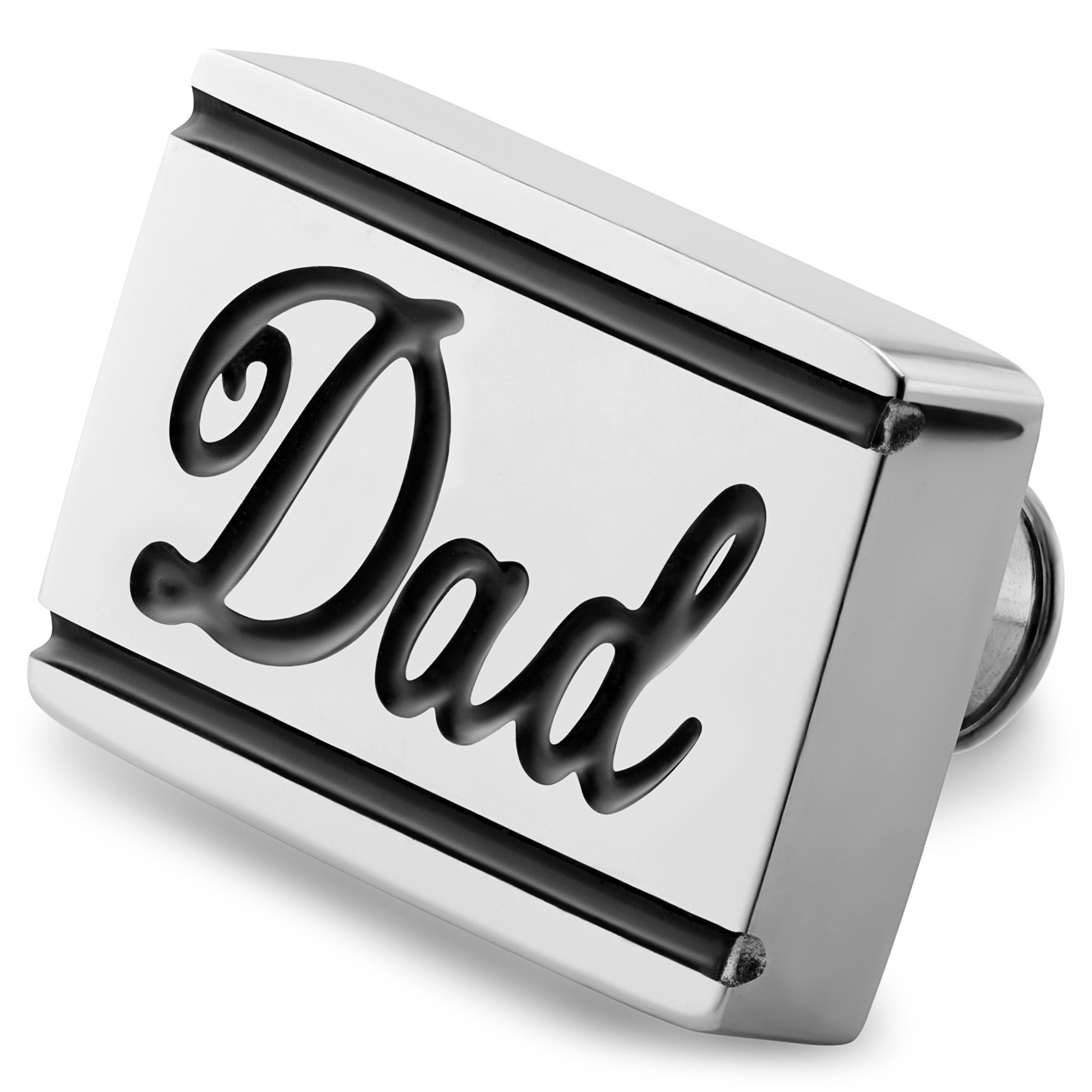 Ozdobný nit na remienok hodiniek z nehrdzavejúcej ocele v striebornej farbe s nápisom Dad