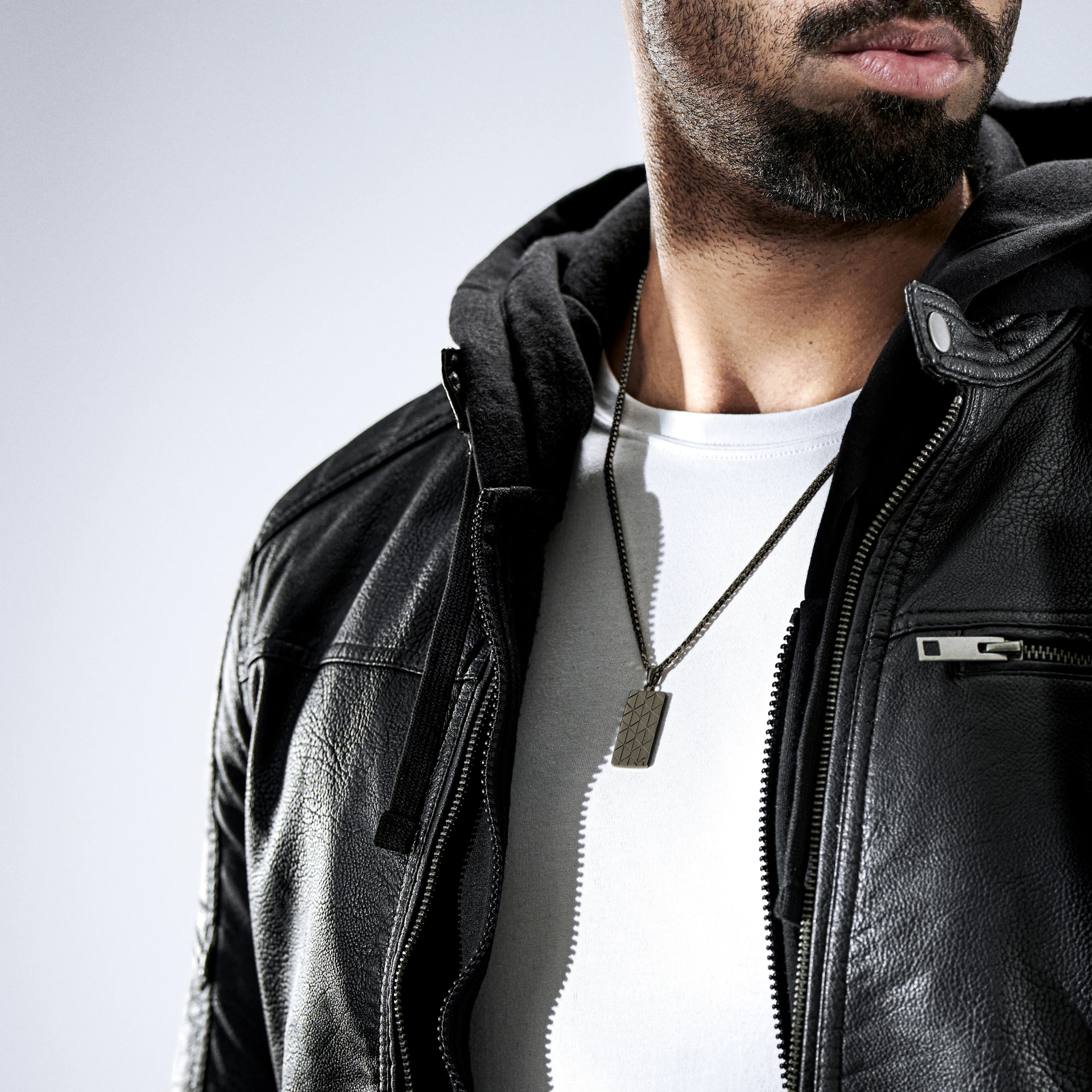 Icarus | Gunmetal Black Stainless Steel Geometric Pattern Dog Tag Necklace - 2