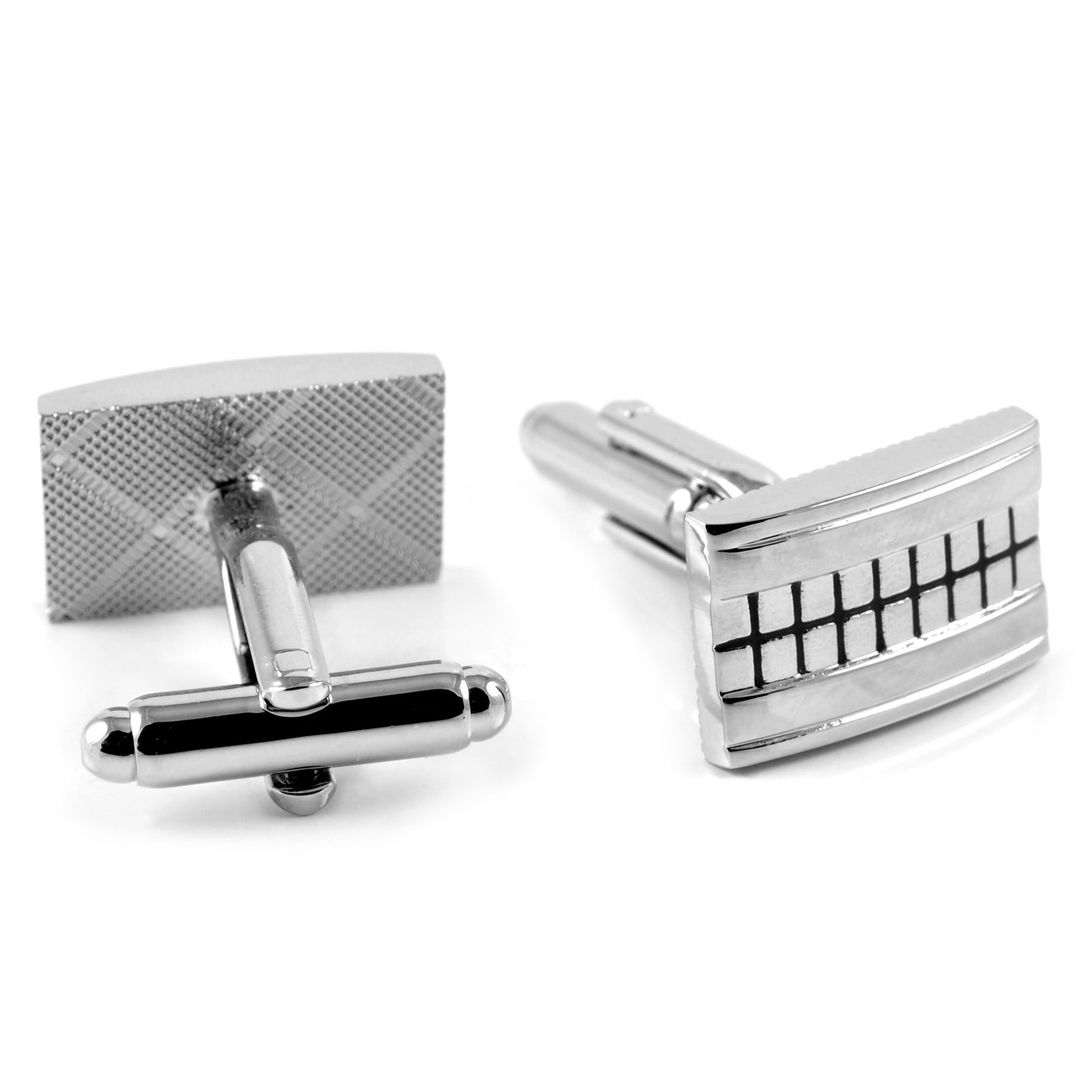 Taisnstūrveida aproču pogas ar melnu kvadrātveida rakstu - 2