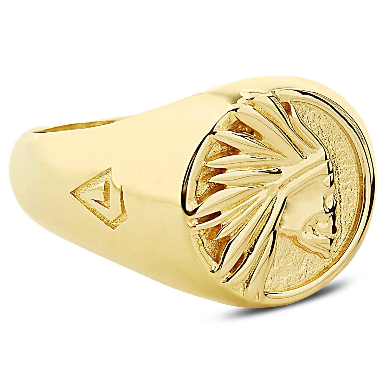 Anello dorato con teschio Tribale in argento 925 - 3