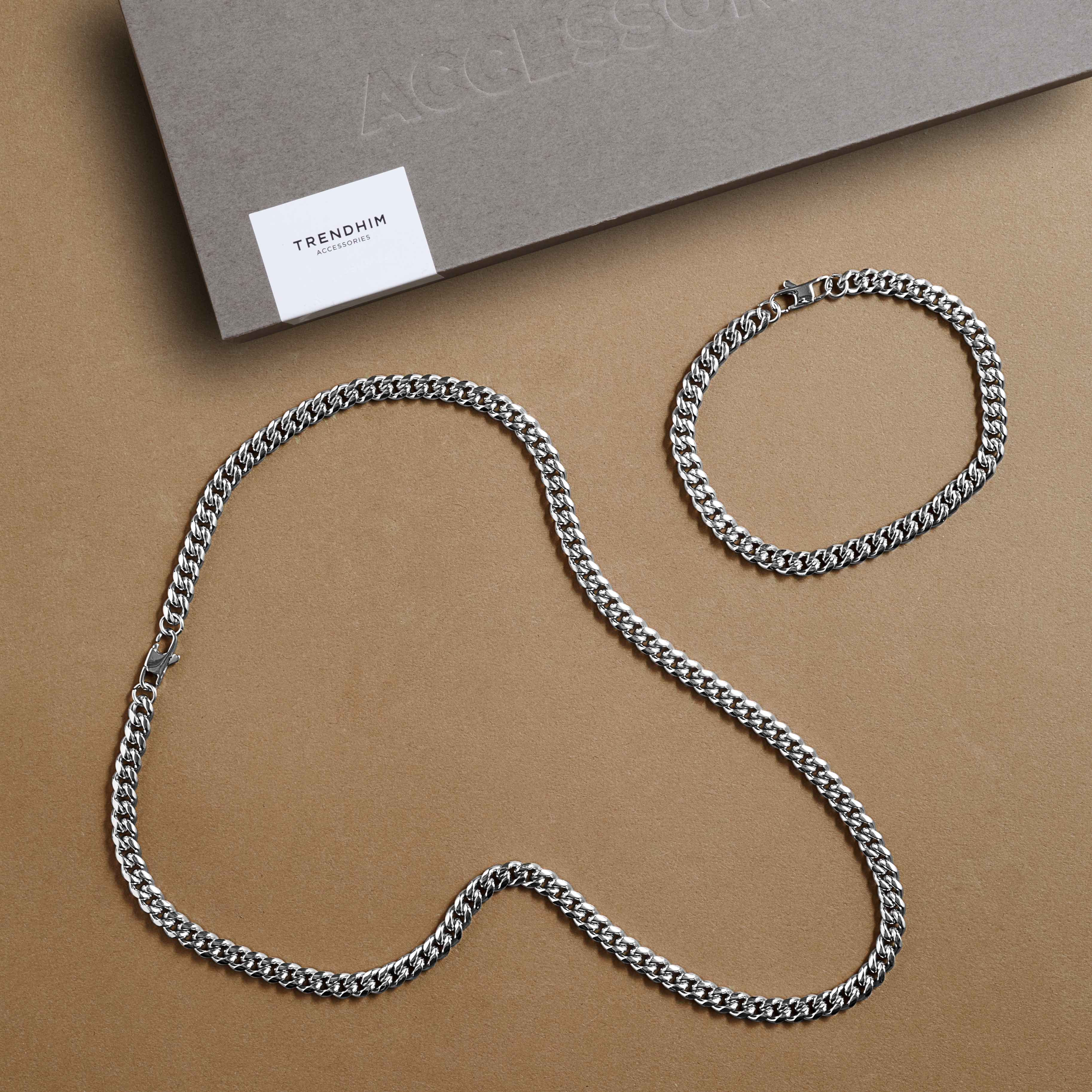 Pulsera L y collar de 50 cm | Caja de regalo con cadena de acero de 6 mm - 2