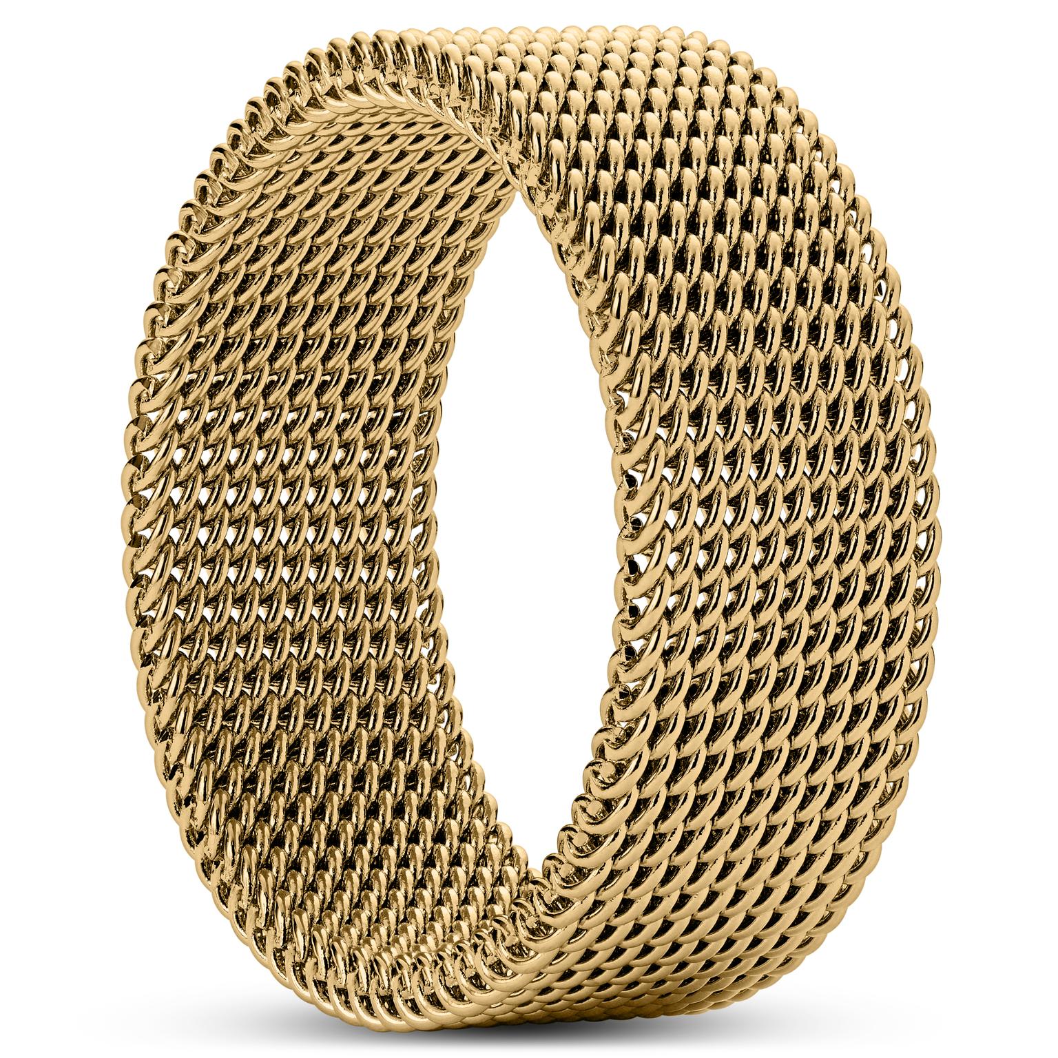 Sentio | Goudkleurige Roestvrijstalen Flexibele Mesh Ring Sentio | Goudkleurige Roestvrijstalen Flexibele Mesh Ring