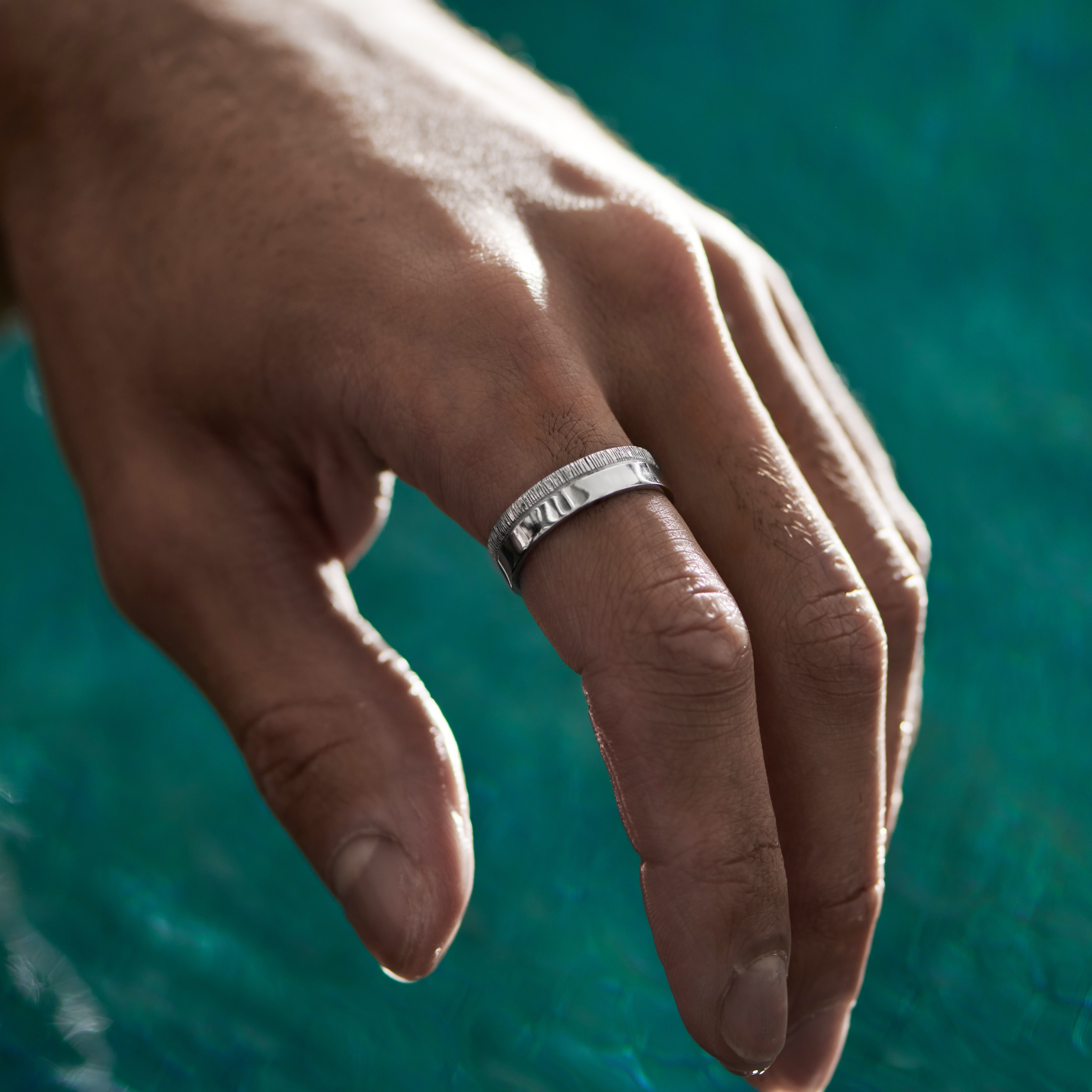 Adrian Poleret og Bark Struktur 925 Sterling Sølv Ring - 2