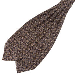 Ruskea & violetti kasmirkuvioinen silkki ascot-solmio