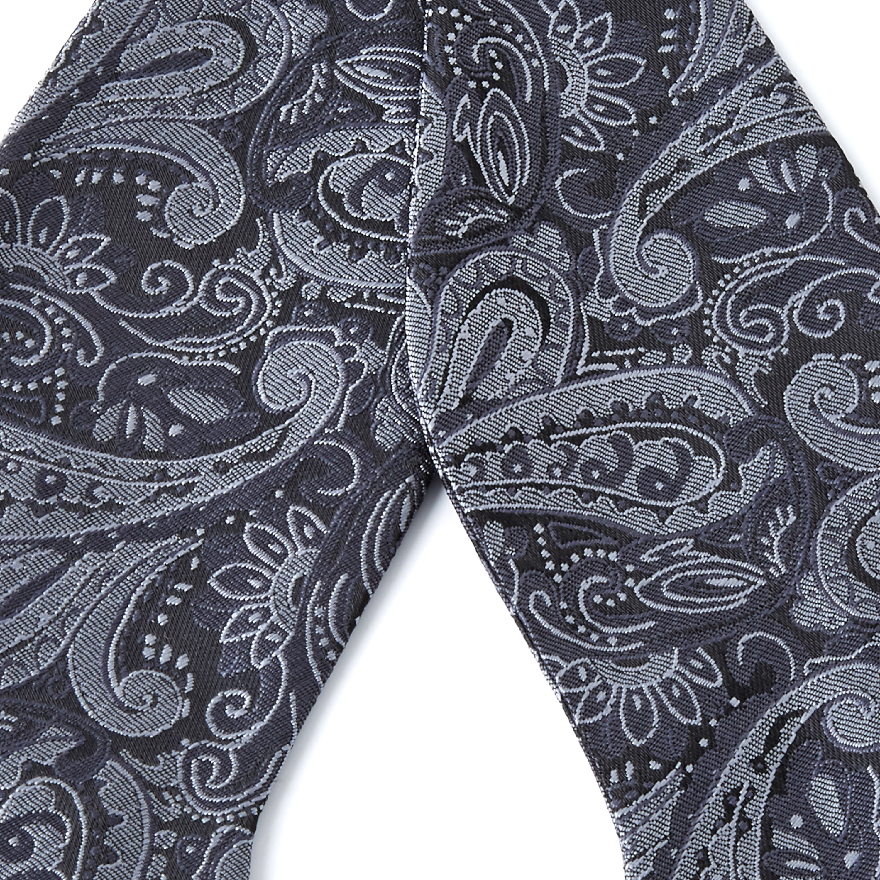 Stříbrno-šedý vázací motýlek s Paisley vzorem  - 2