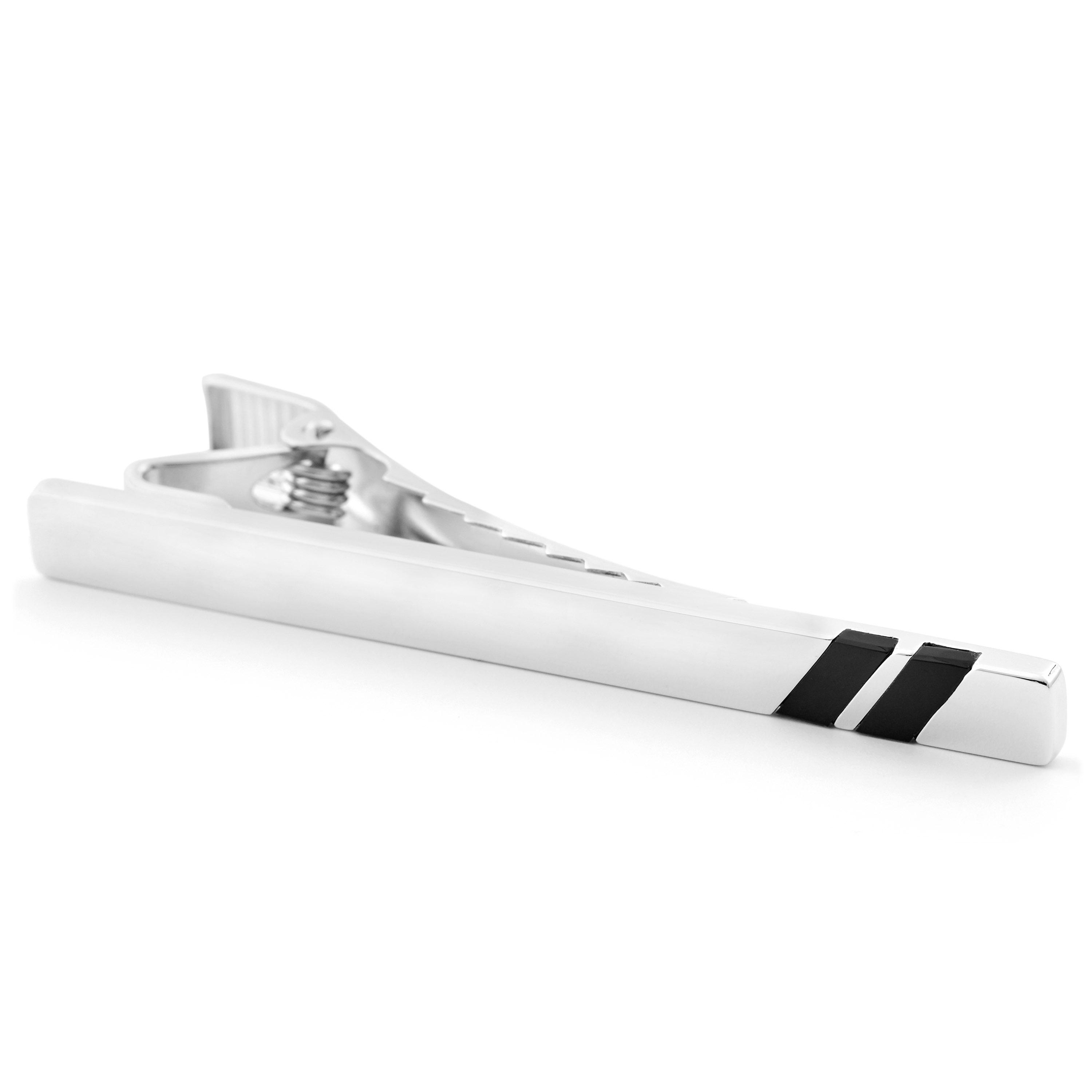 Diagonally Striped 925s Silver Tie Clip - 3
