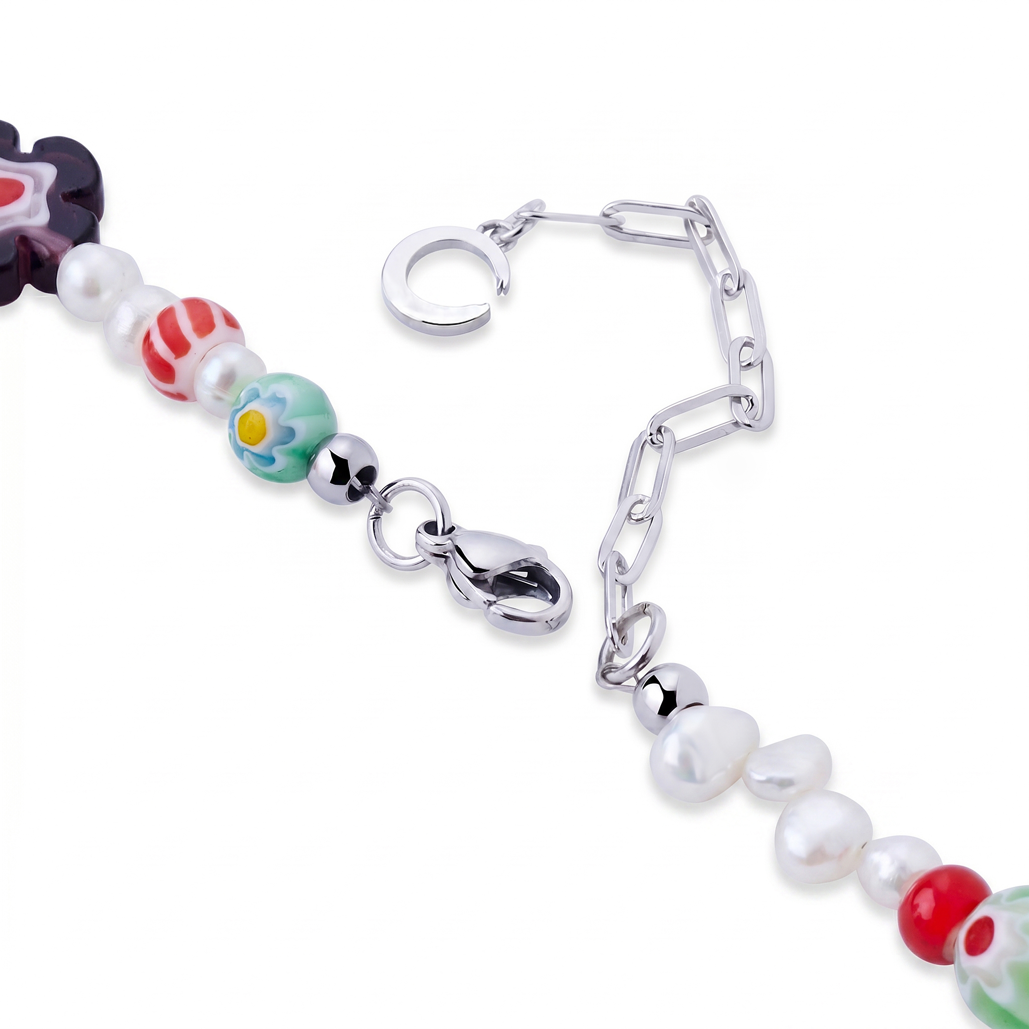 Pearlmania | Crystal Bloom Multicolour Freshwater Pearl & Glass Bead Necklace - 3