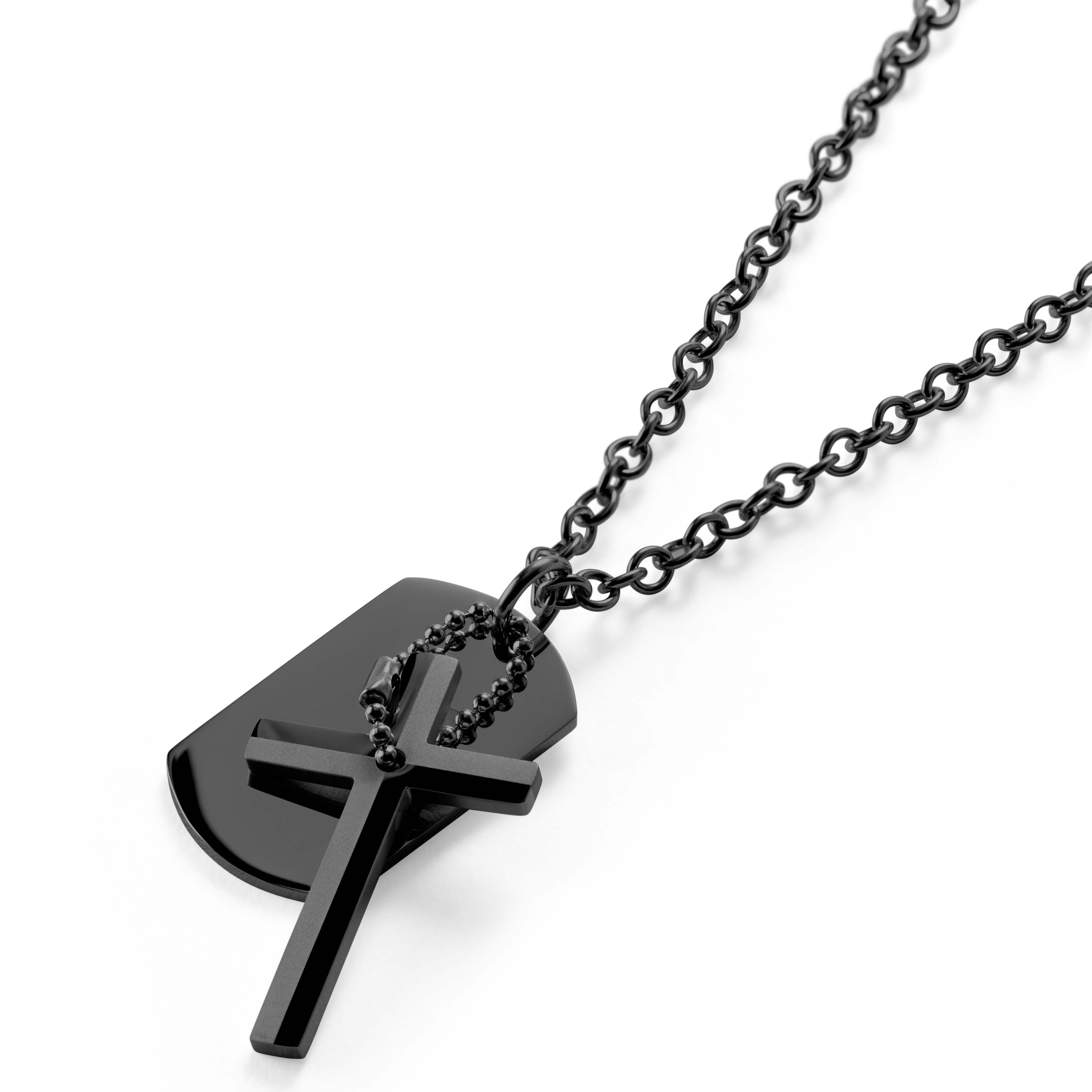 Gunmetal Stainless Steel With Motivational Dog Tag Cable Chain Necklace, In stock!