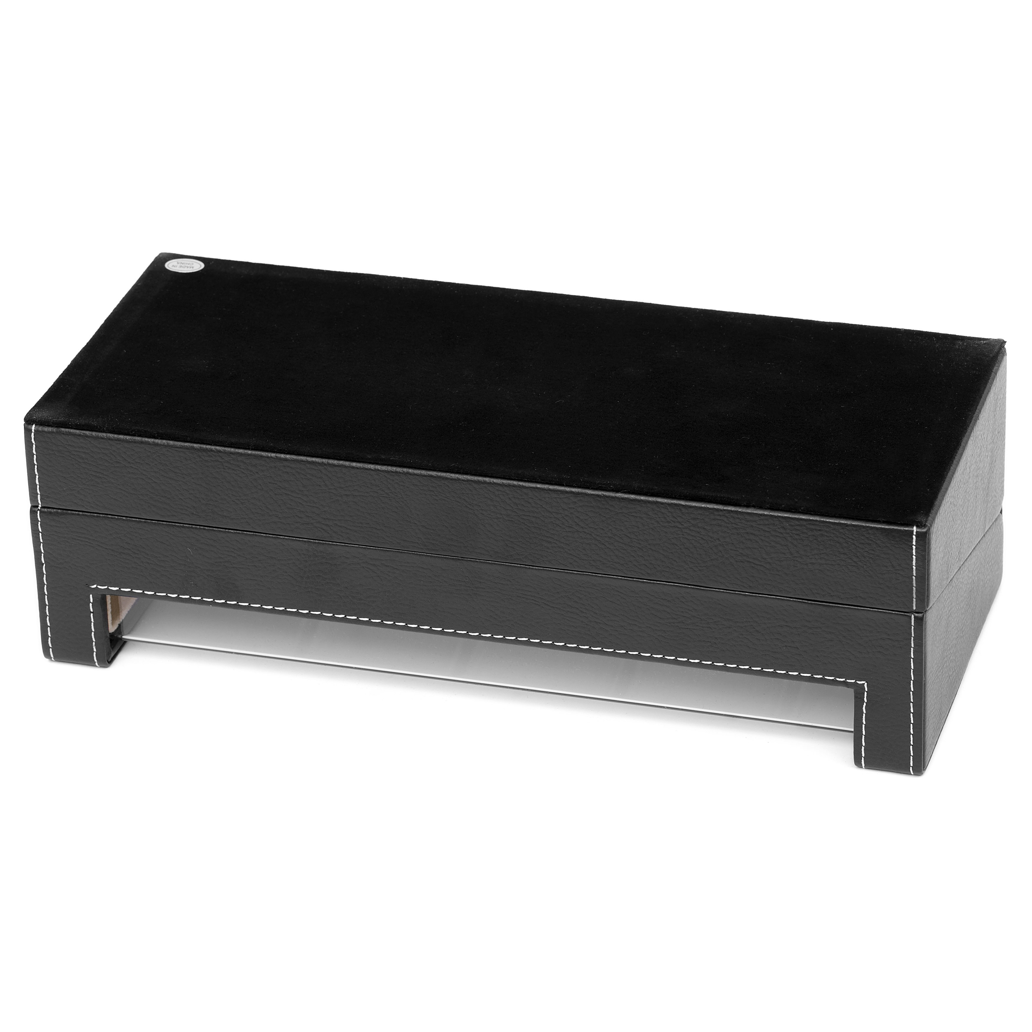 Mini Horlogebox van Zwart Hout - 5 Horloges - 7
