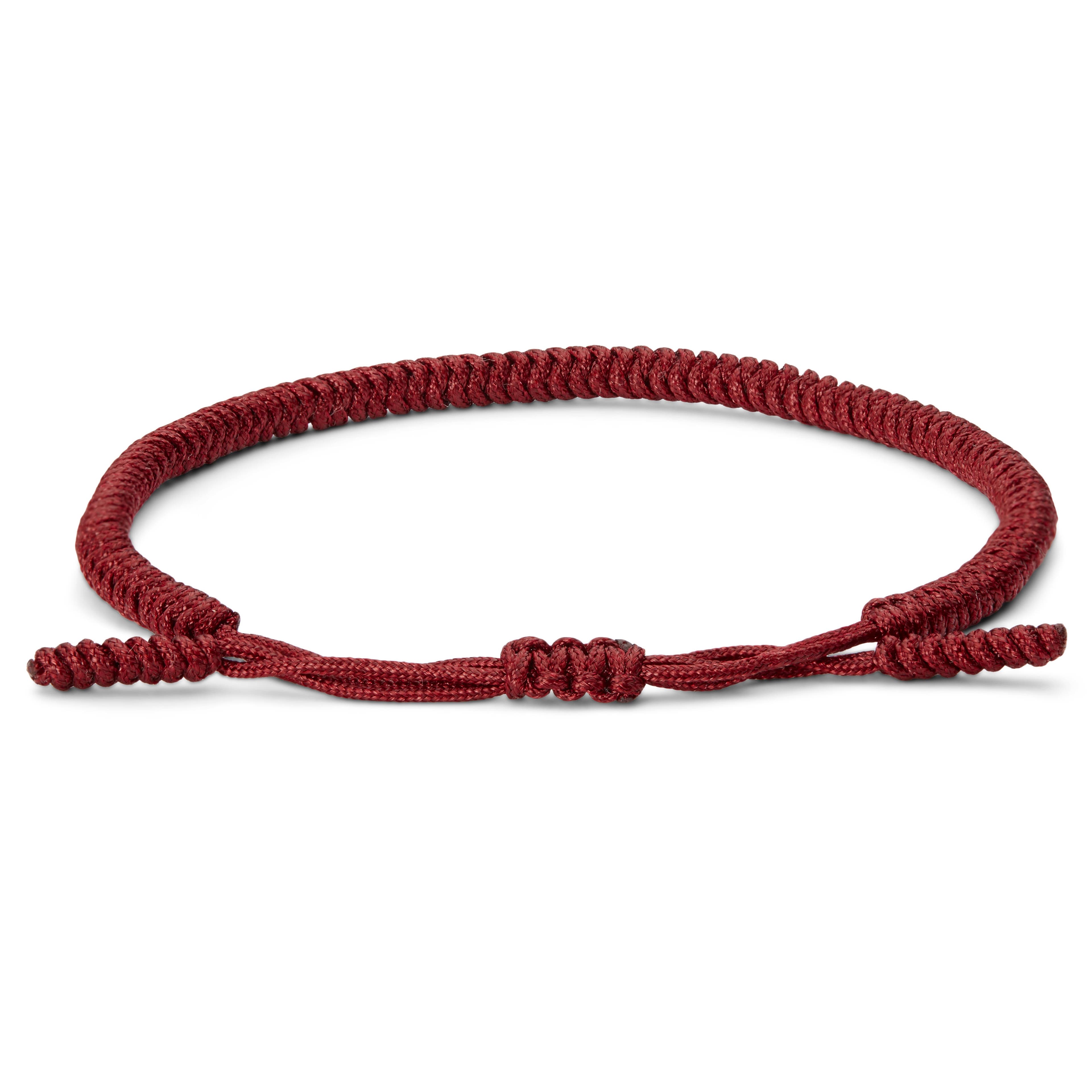 Adjustable Red Nylon Lucky Knot Bracelet