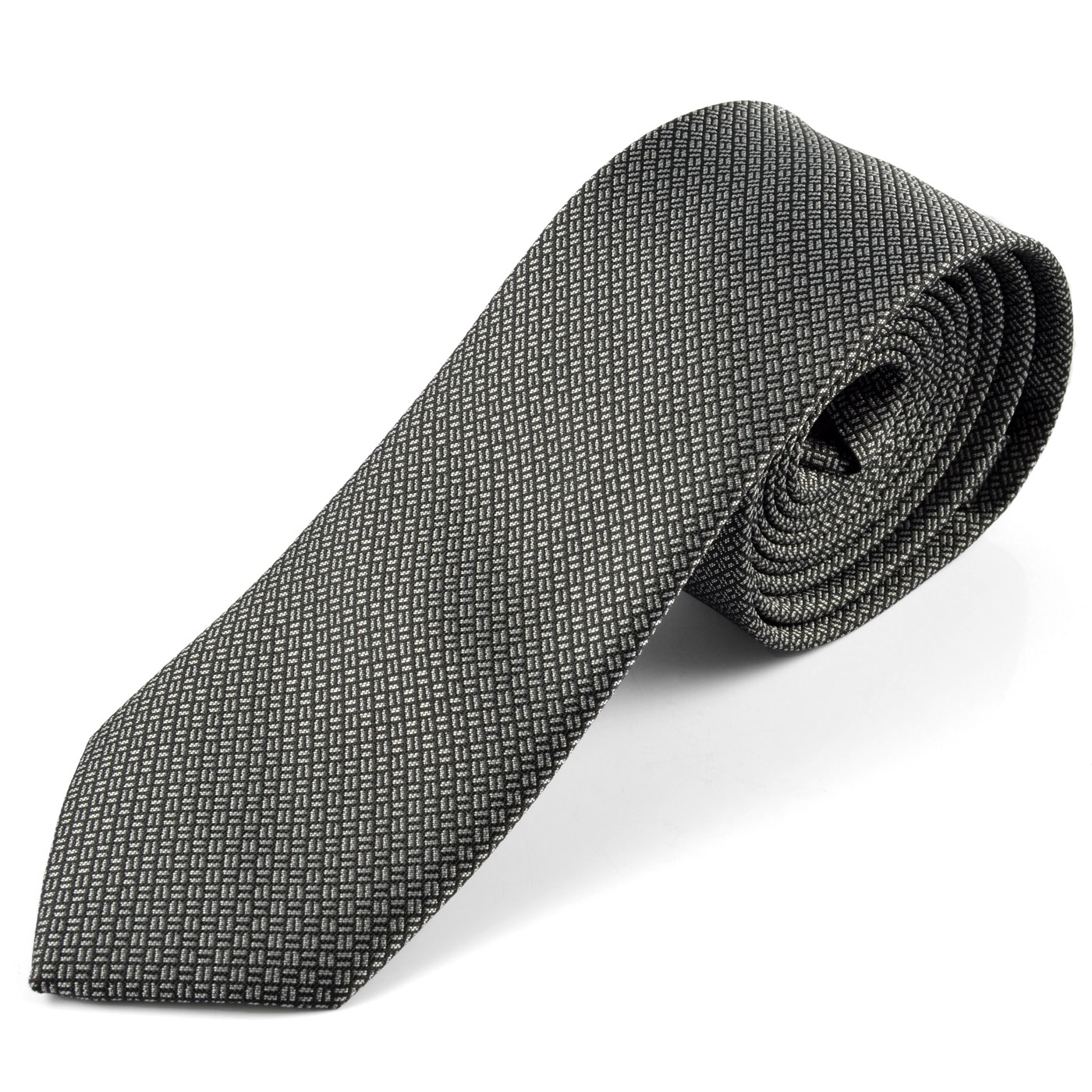 Czarny/szary krawat z mikrofibry - 1