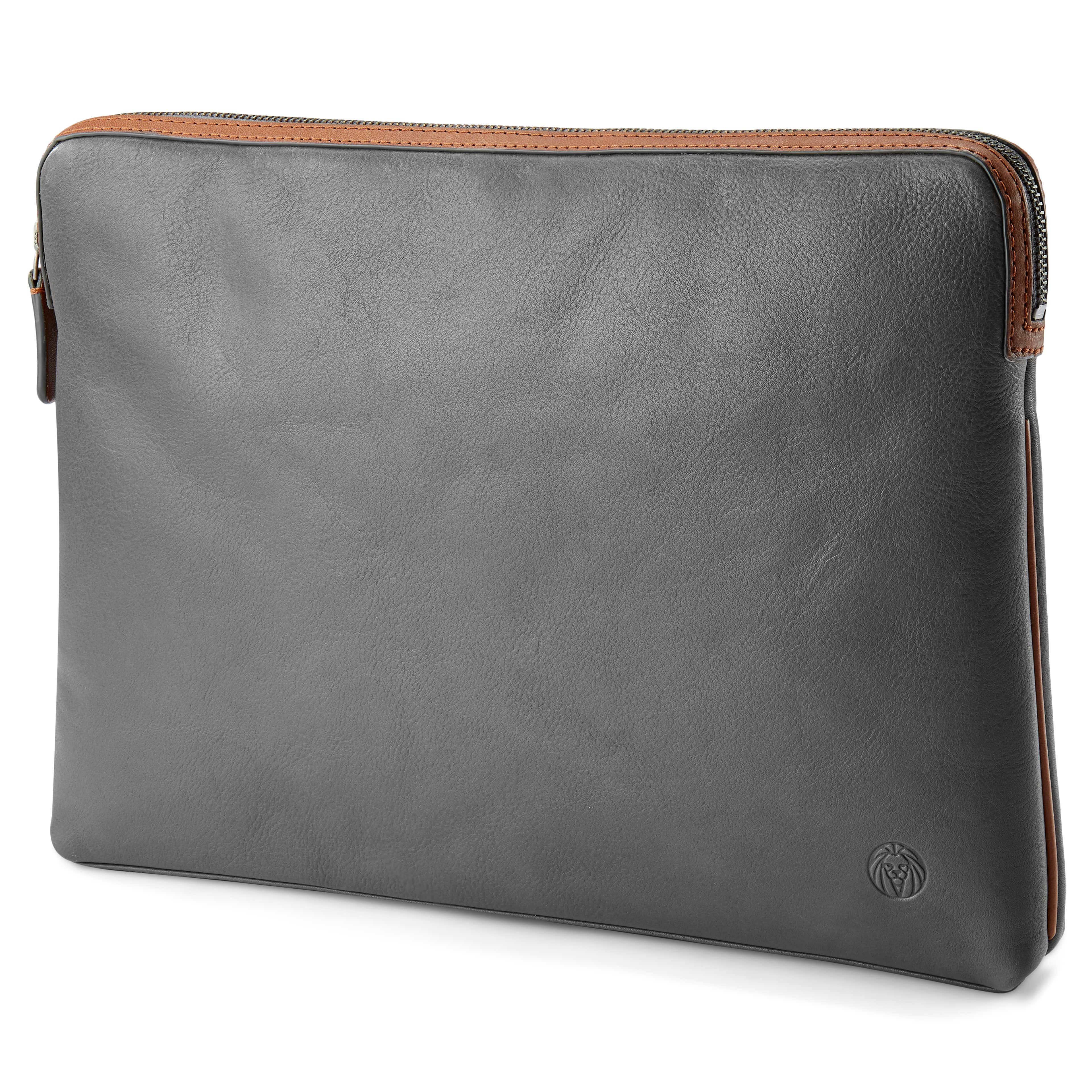 Lou Grey & Tan Leather Laptop Sleeve
