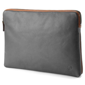 Lincoln | Light gray & Tan Leather Laptop Sleeve