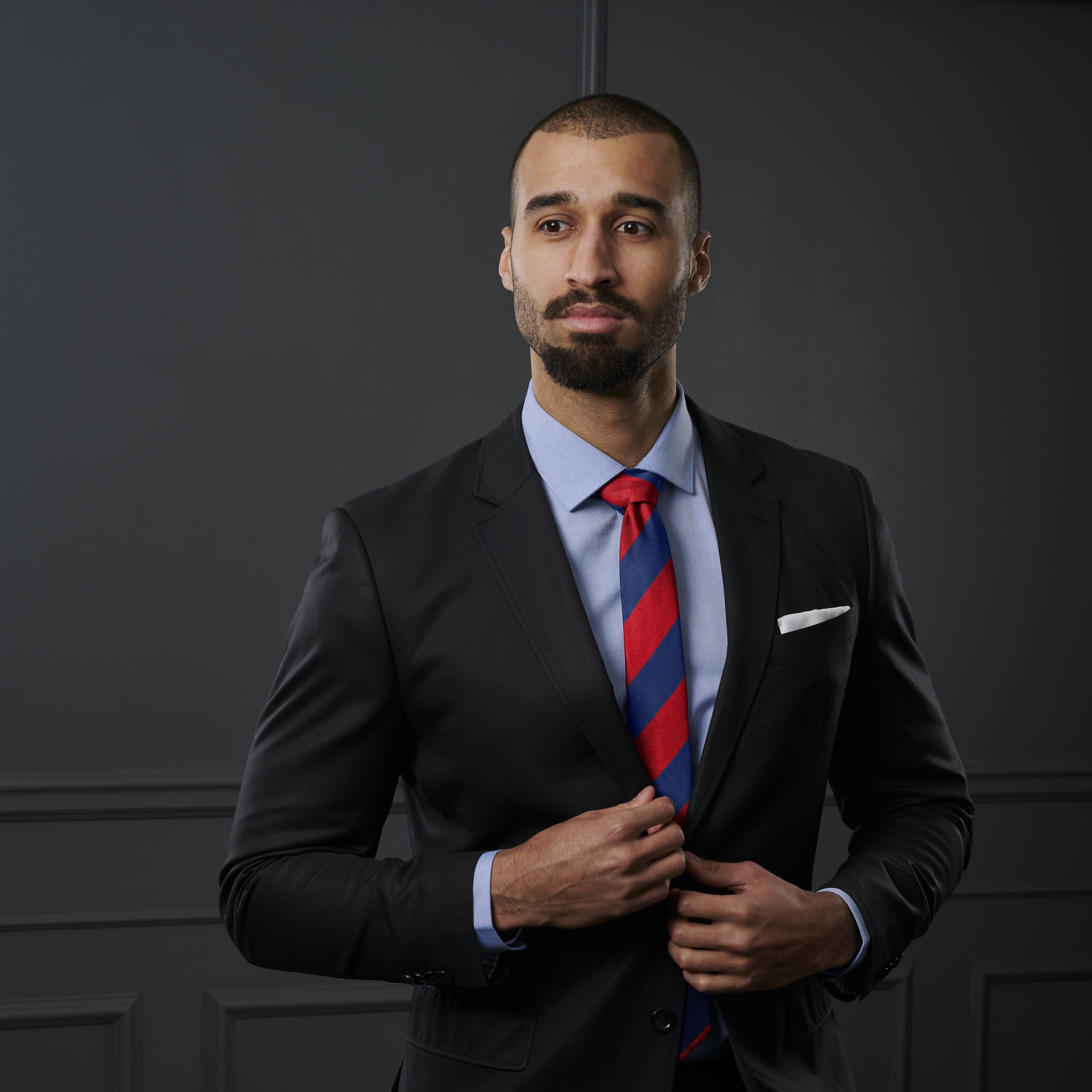 Rot & Marineblau Gestreifte Seidenkrawatte 6cm - 4