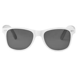 Ochelari de soare retro albi cu lentile polarizate