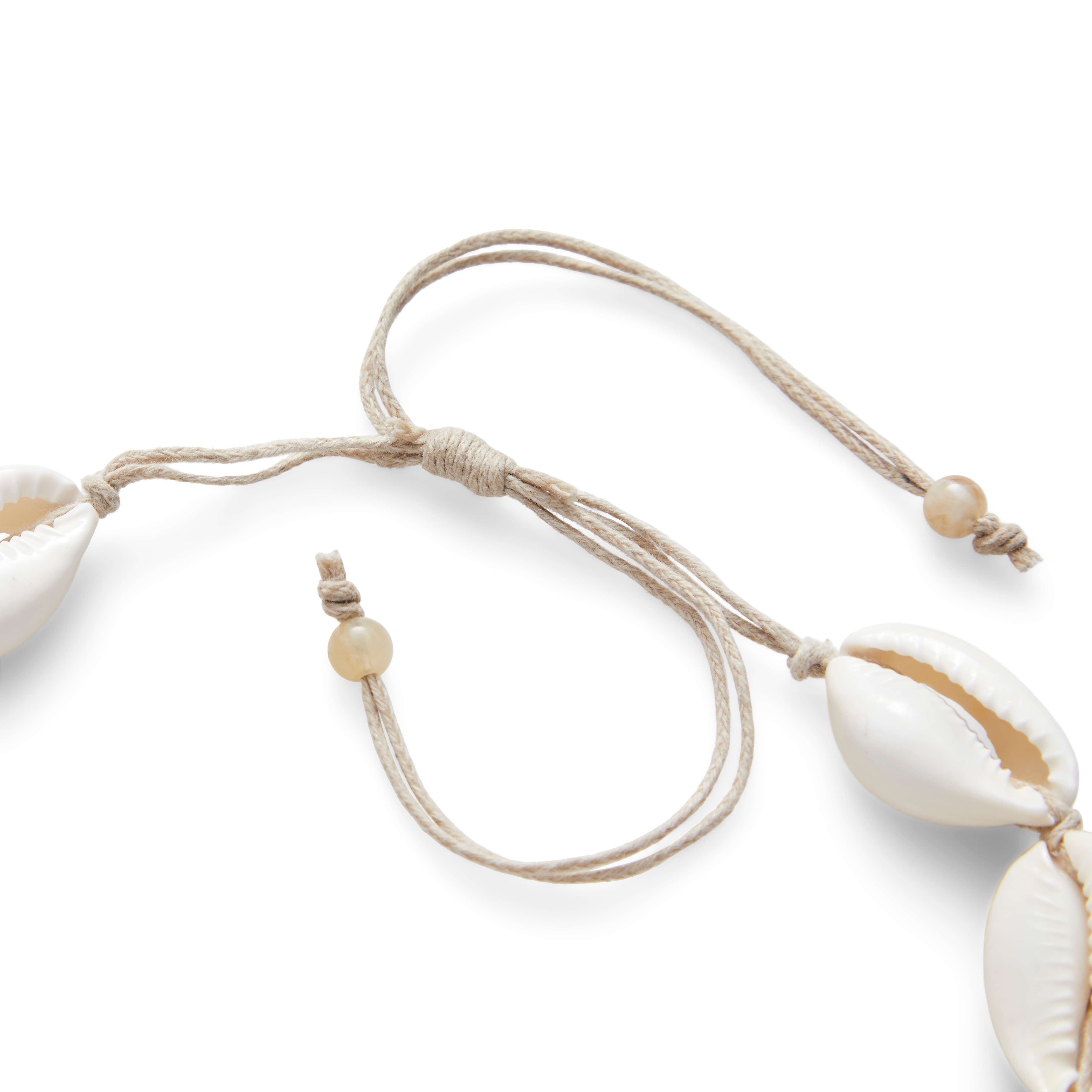 Cowrie | Reef skjellhalskjede med lysebrun snor - 3