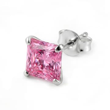 Lucid | 8 mm rosa fyrkantigt stiftörhänge i 925 sterlingsilver med zirkonia Lucid | 8 mm rosa fyrkantigt stiftörhänge i 925 sterlingsilver med zirkonia