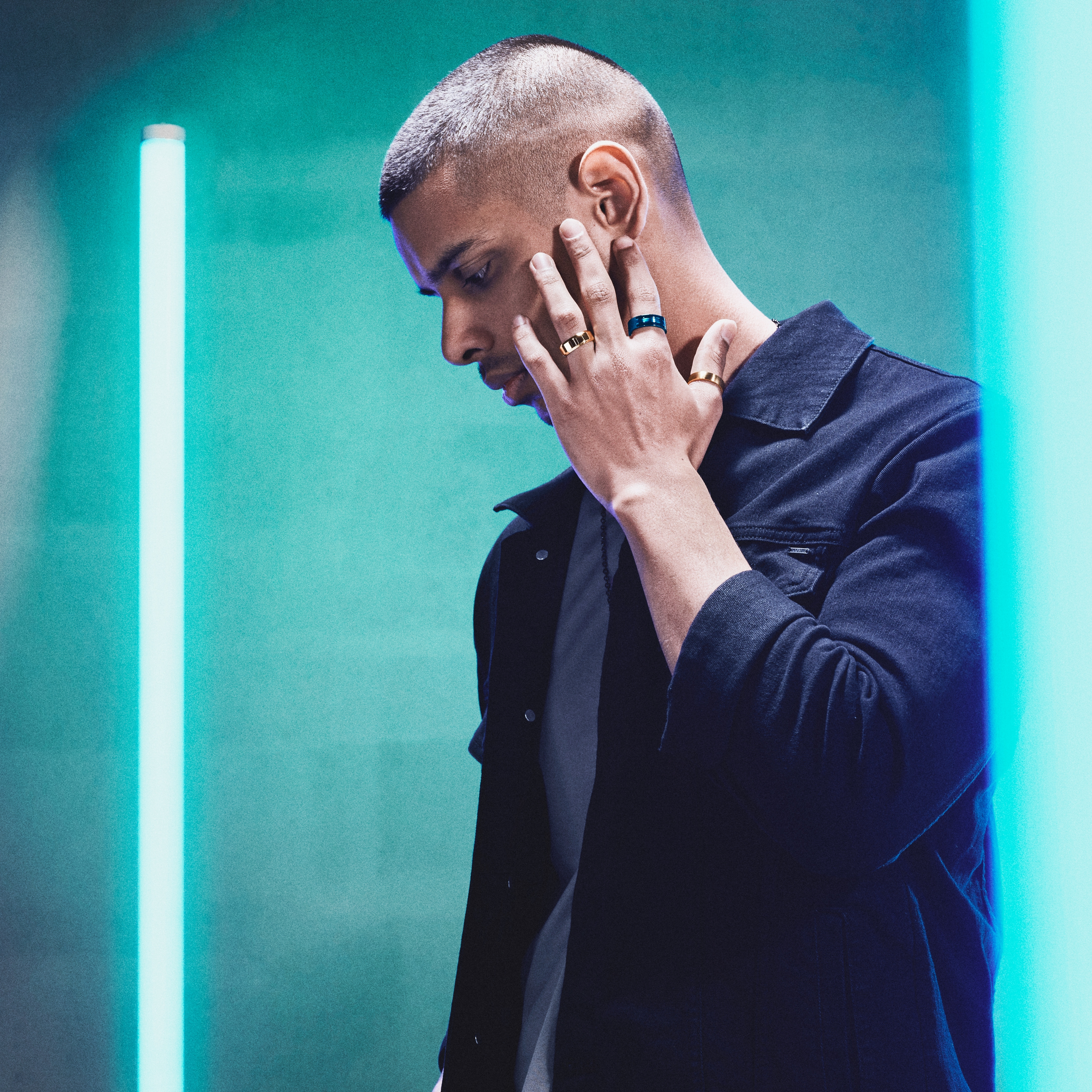 Ferrum | 8 mm flacher, blauer, polierter und gebürsteter Edelstahlring mit Doppelnut - 4