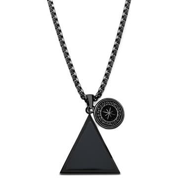 Orisun | Zwarte Ketting met Driehoekige Hanger van Zwarte Onyx