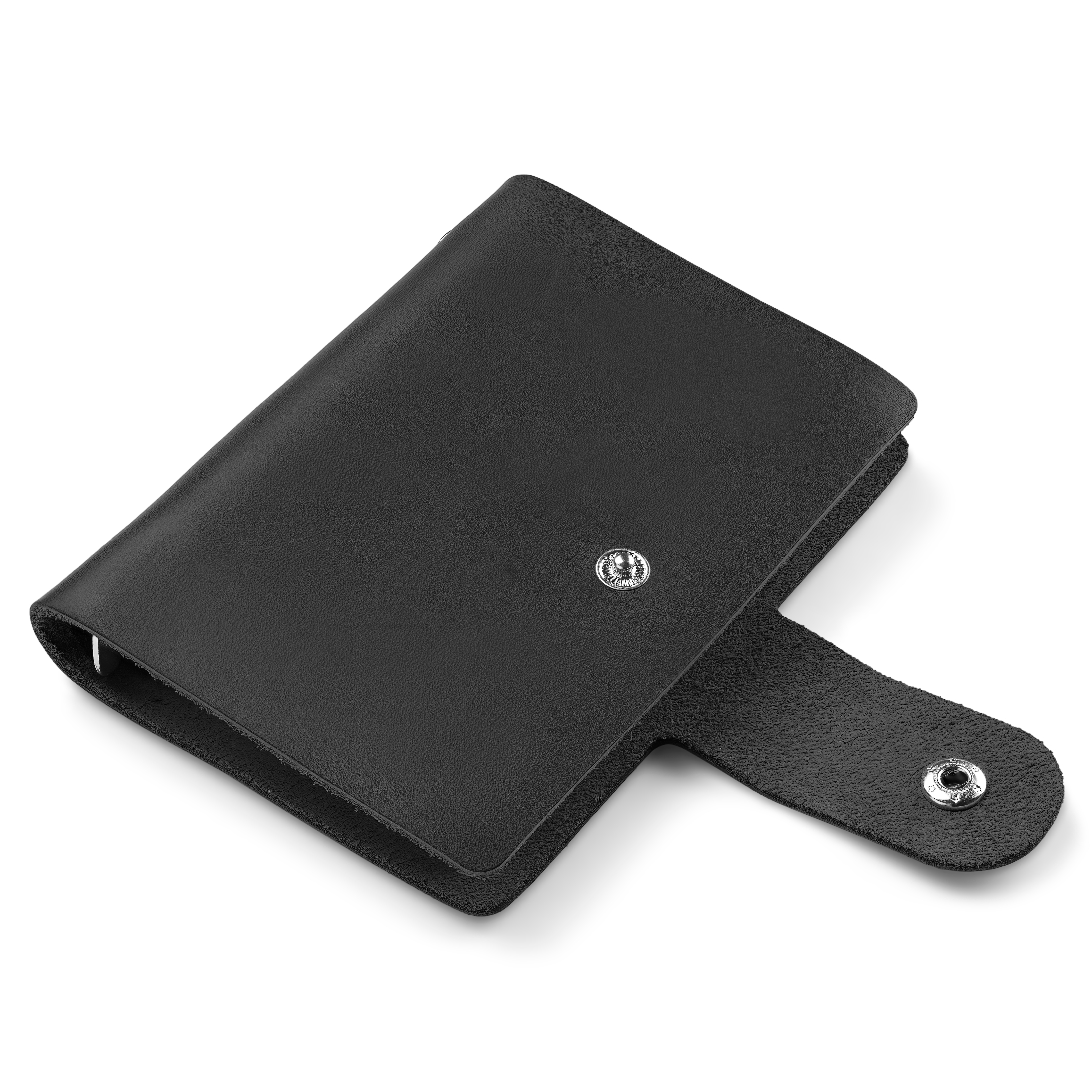 Notesbog | Sort læder | Knap spænde - 3