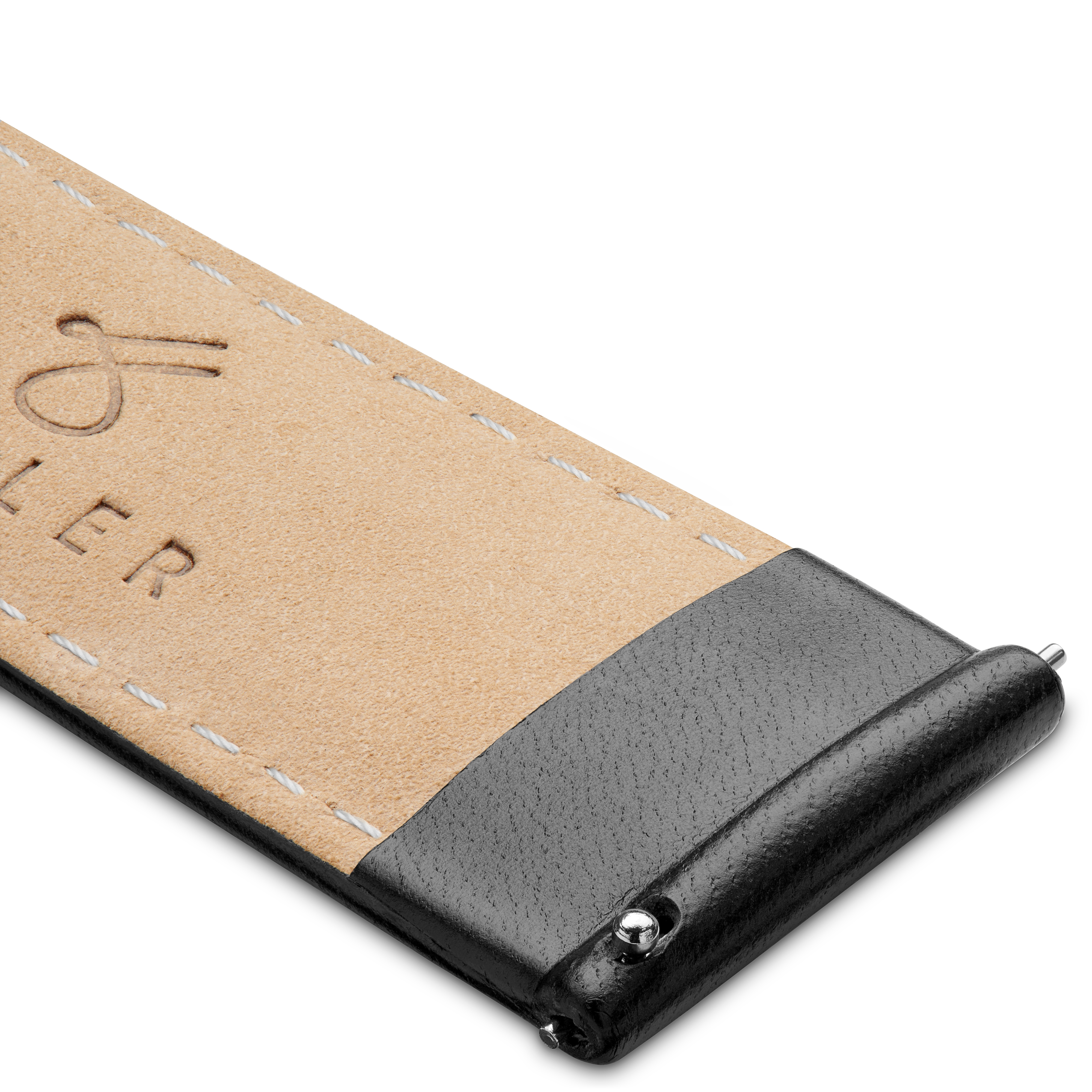 Black 7/8&quot; (22 mm) Leather Watch Strap With Gold-tone Buckle - 4