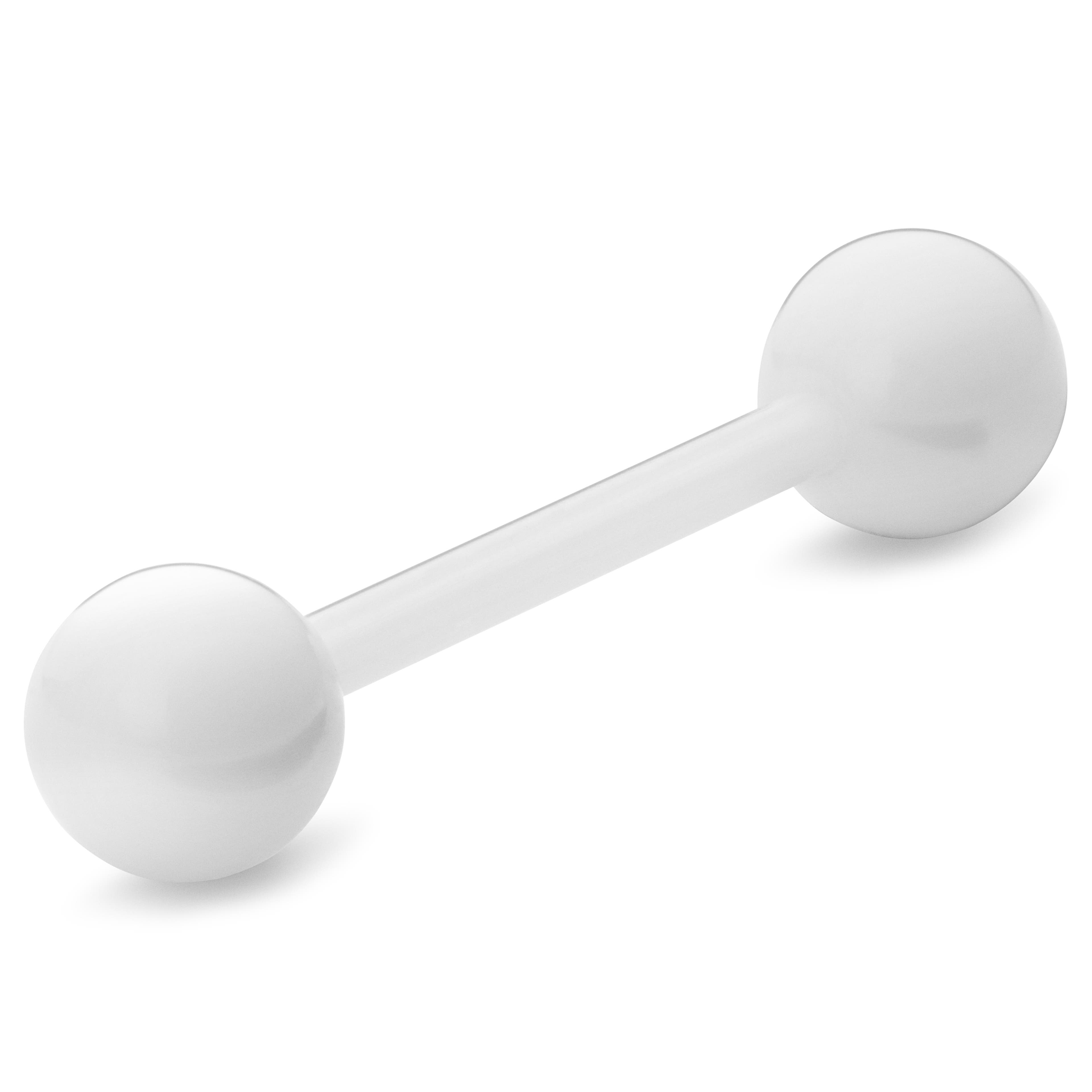 Piercing barbell flexible en acrylique blanc 16 mm