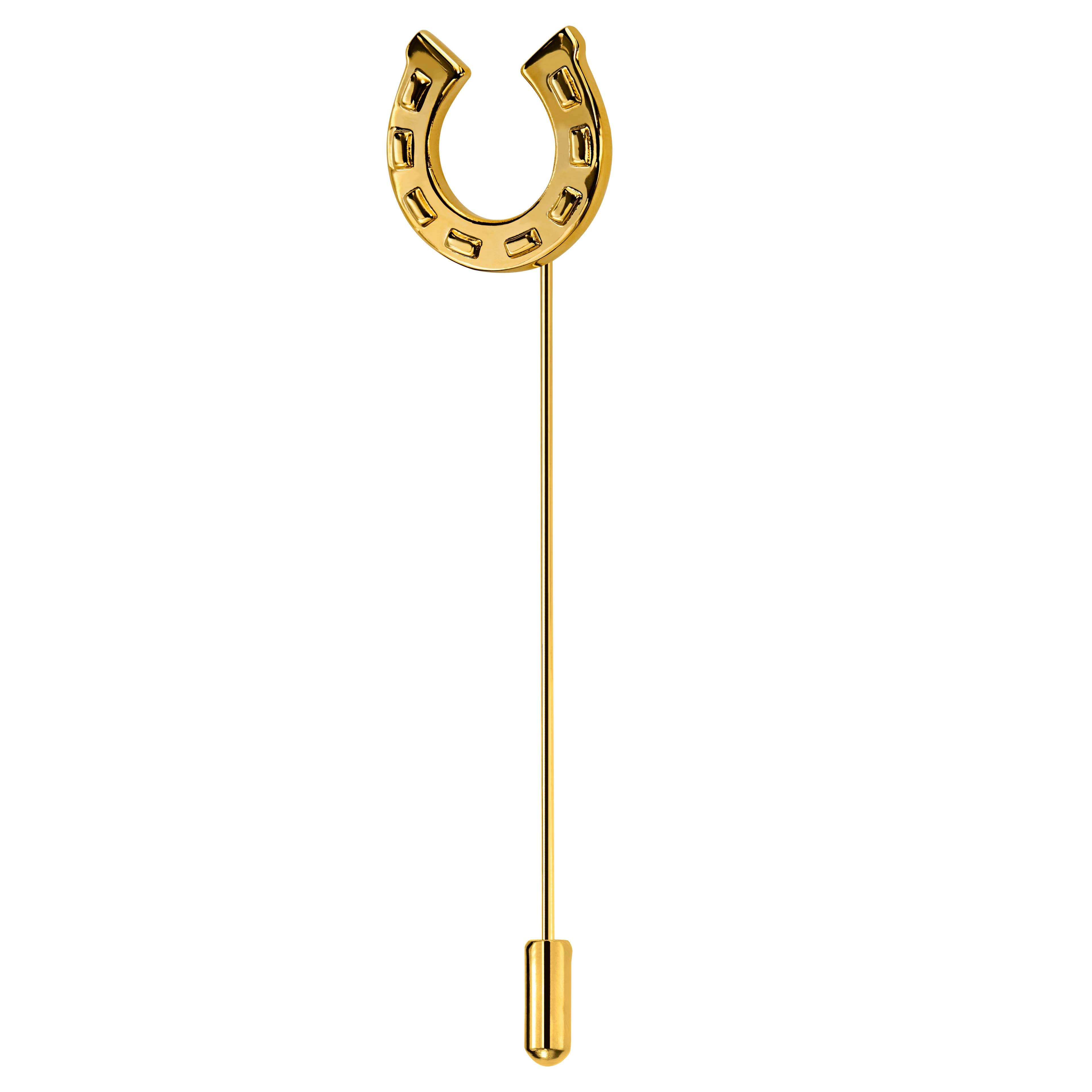 Gold-Tone Horseshoe Lapel Pin