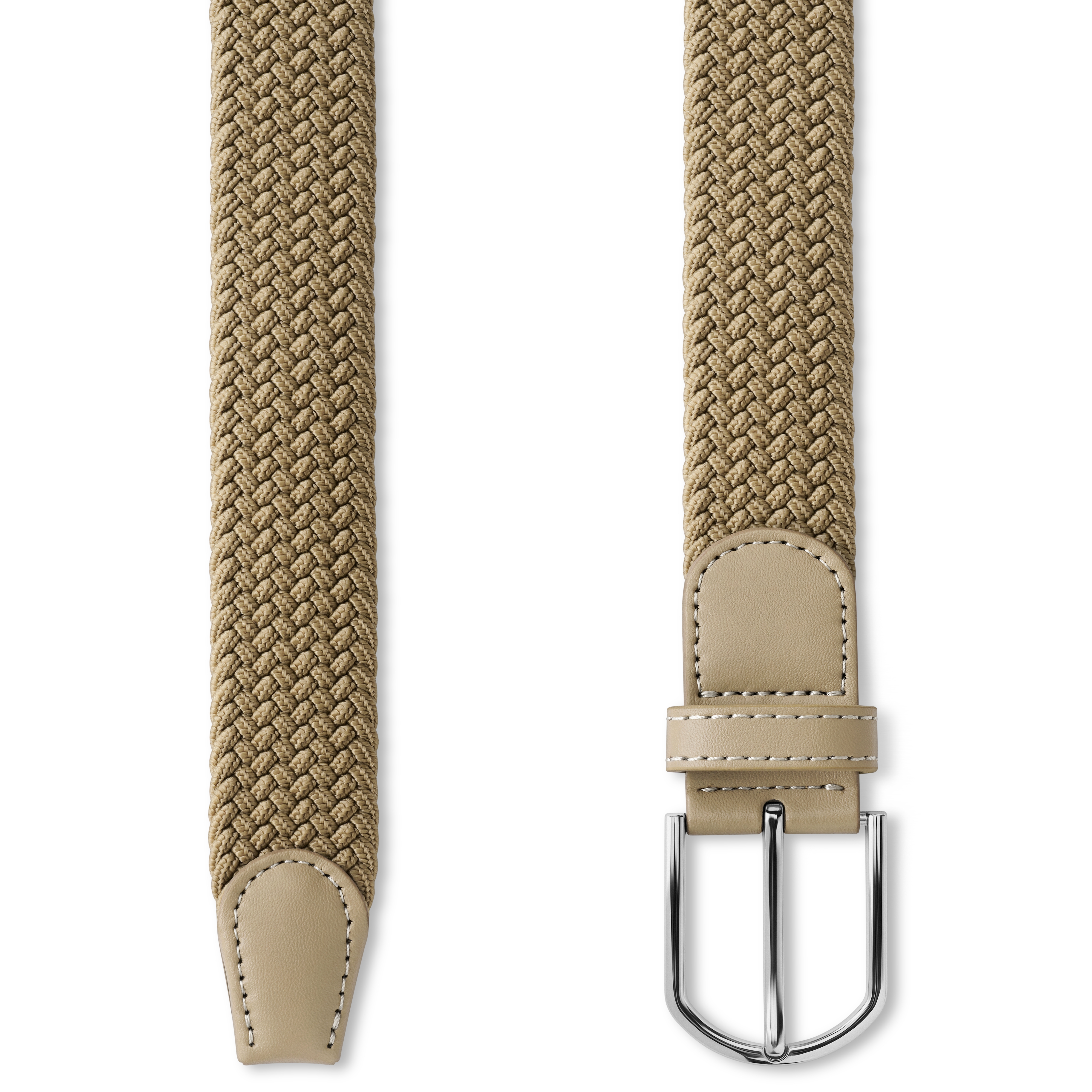 Beige Elastic Knitted Canvas Belt - 2