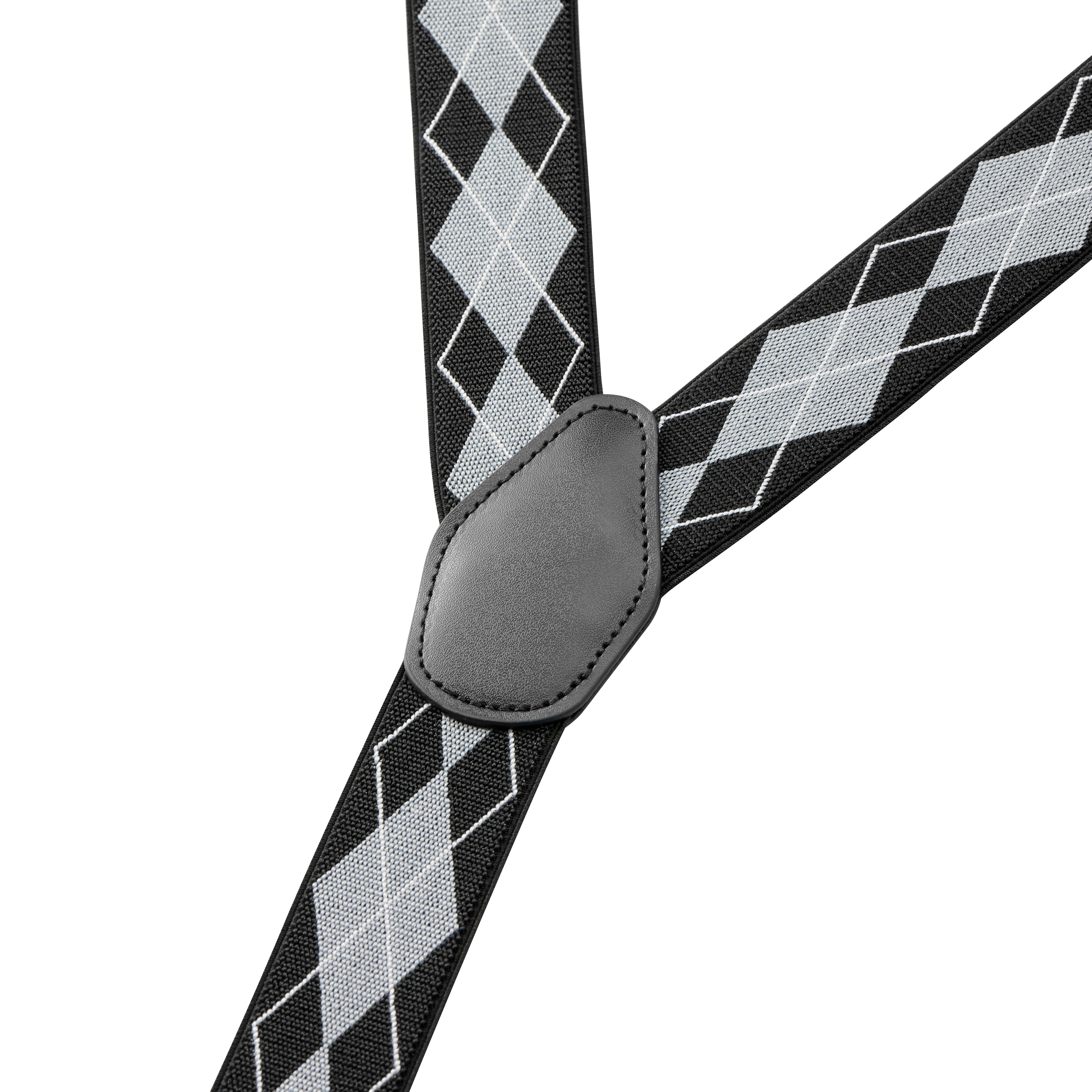 Vexel | Grey Large Diamond-Patterned Braces - 2