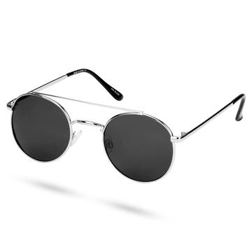 Ambit Silver-Tone Round Aviator Sunglasses 