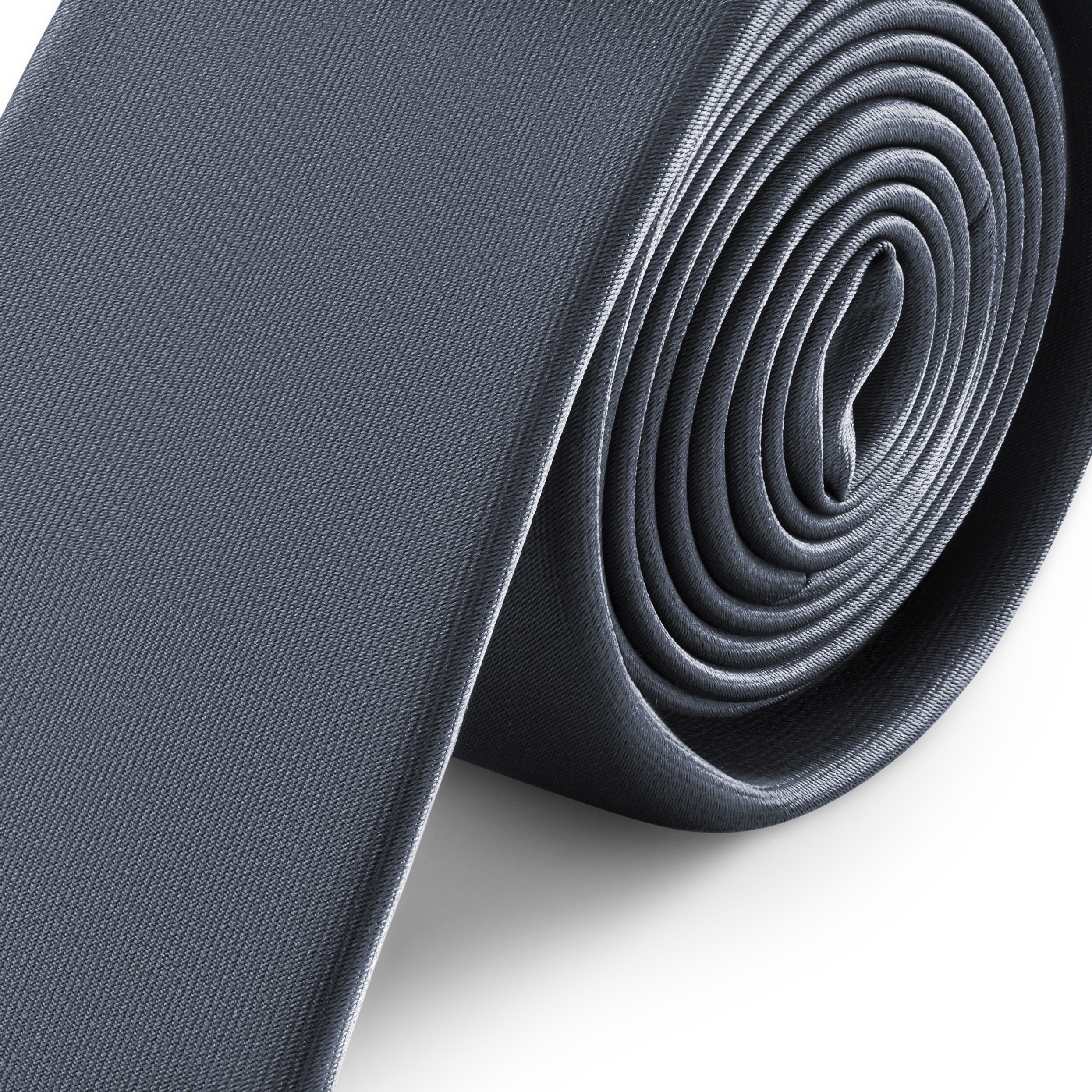 Grafietgrijze Smalle Satijnen Stropdas van 6 cm - 2