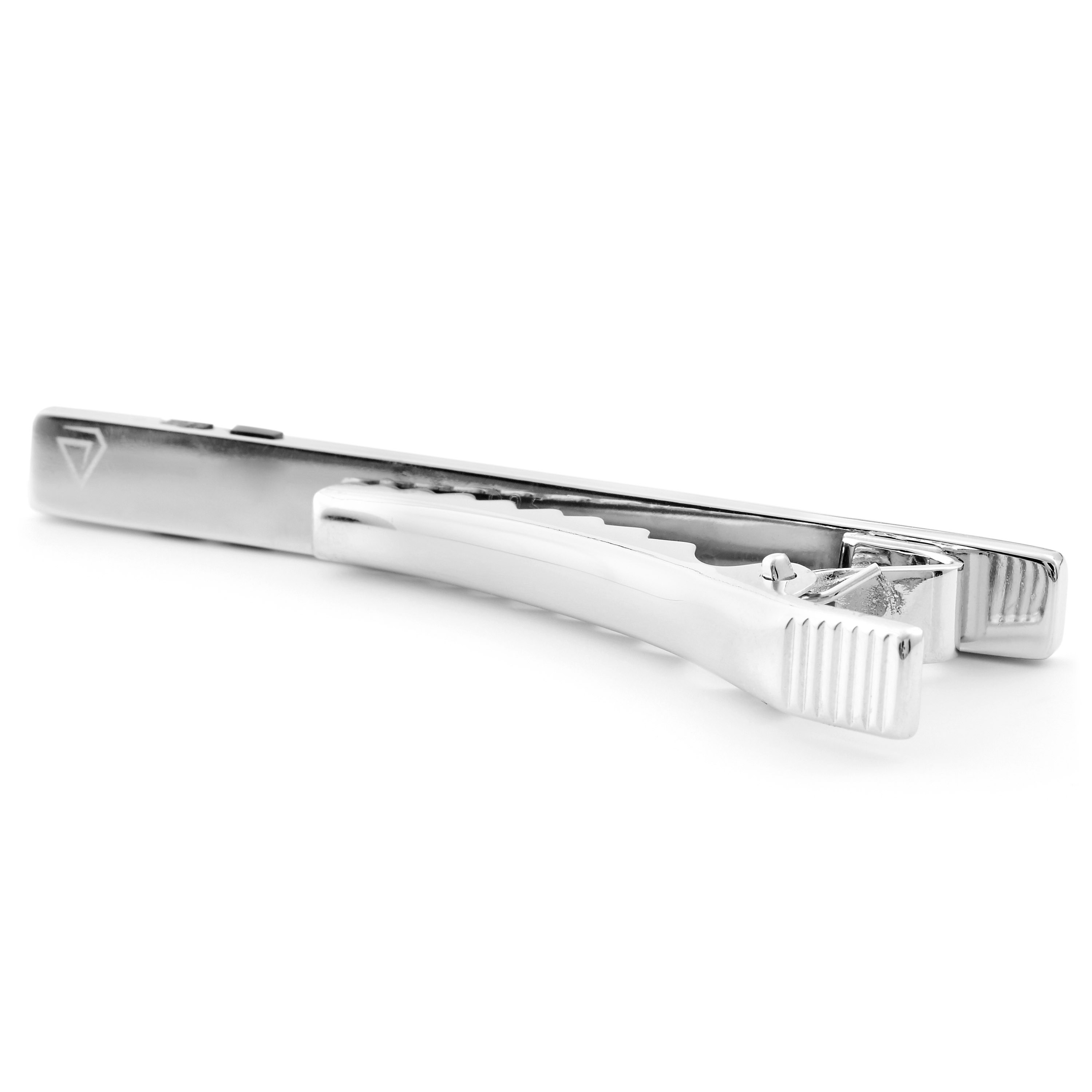 Silver & Black Checkered 925s Silver Tie Clip - 2