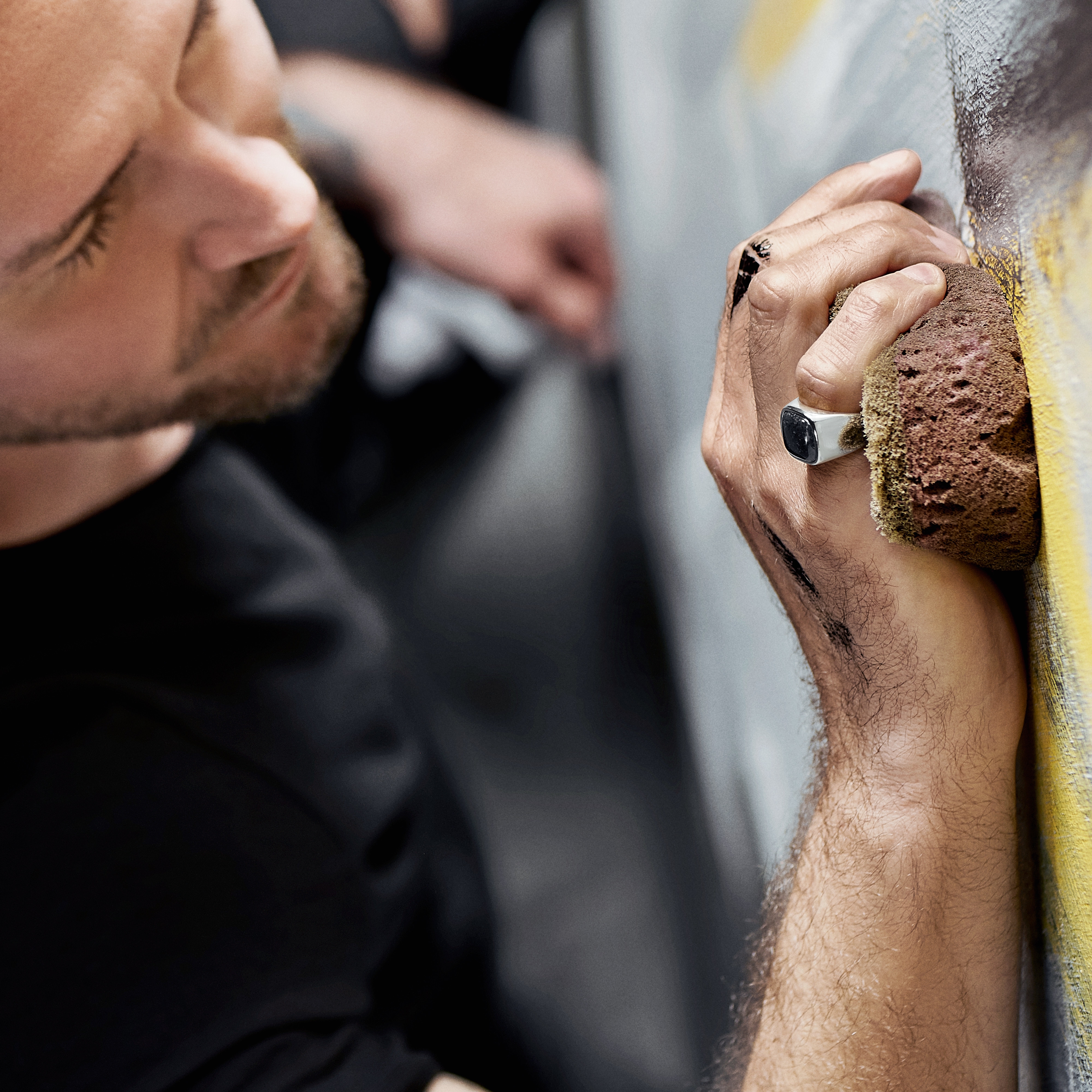 Aras | Silver-tone Stainless Steel Moss Agate Pinky Signet Ring - 4