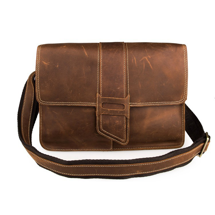 Braune Vintage Ledertasche mit Abnutzung - 7