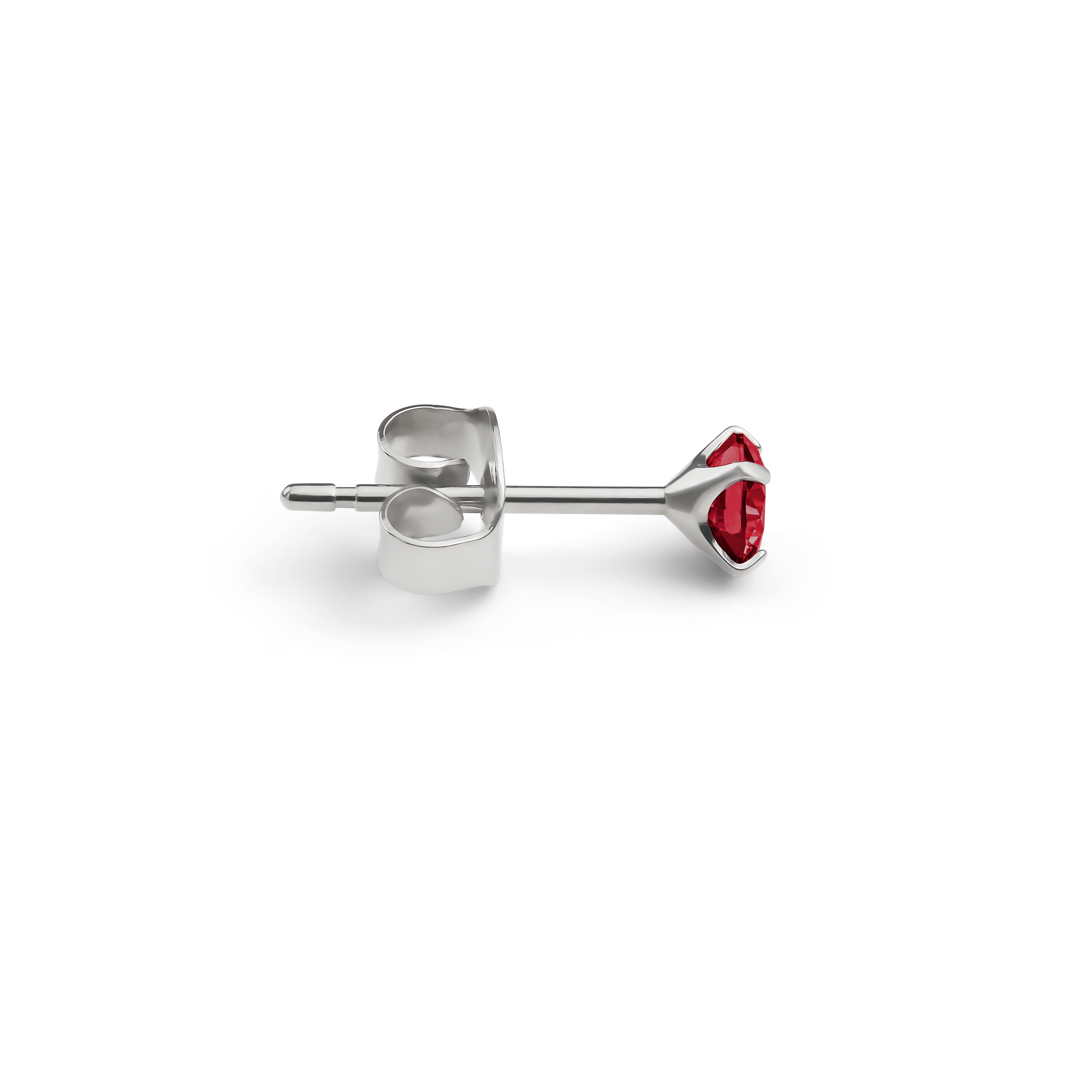 Aura | 4 mm pendiente de botón de titanio con circonita roja - 2