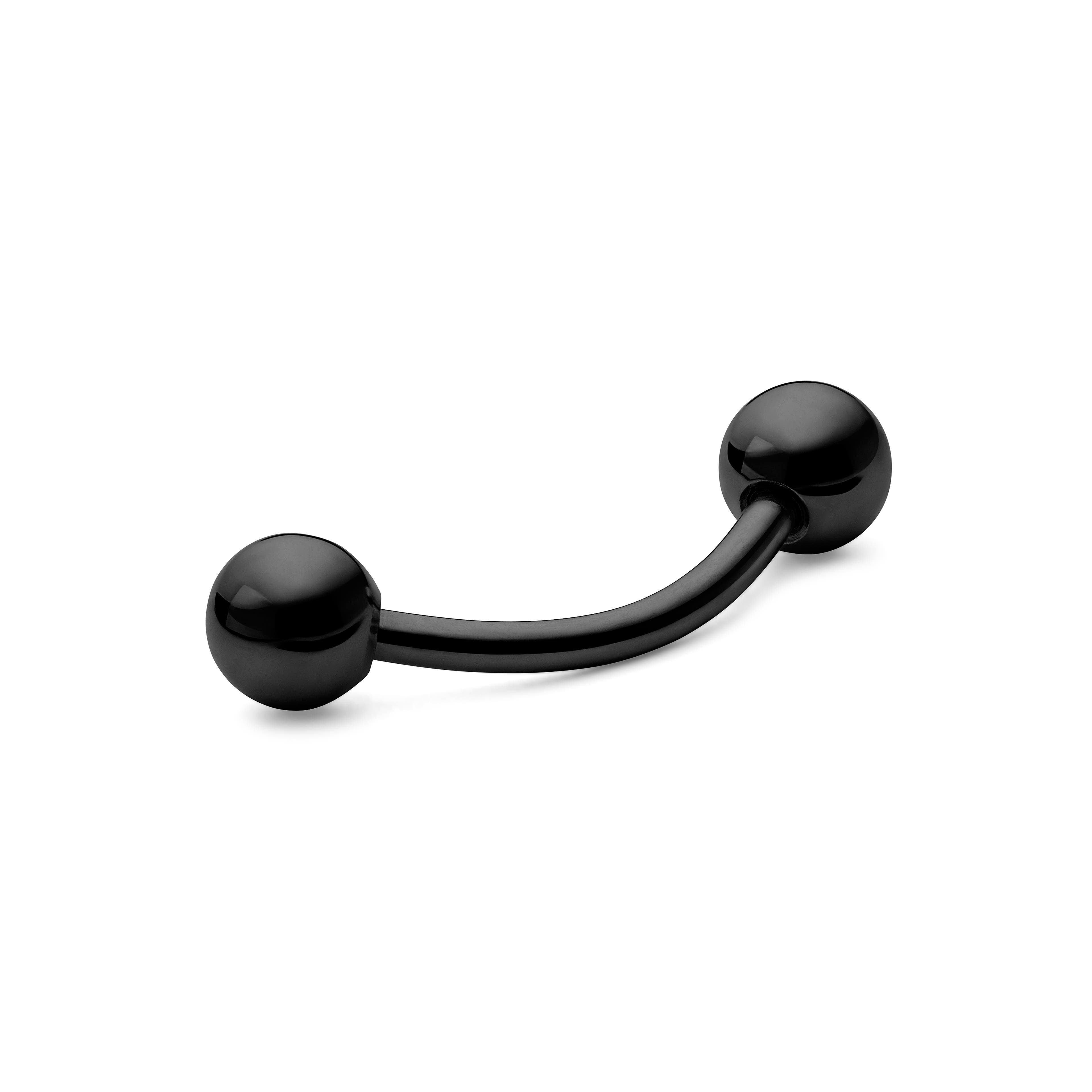 1/4" (6 mm) Curved Ball-Tipped Black Titanium Barbell