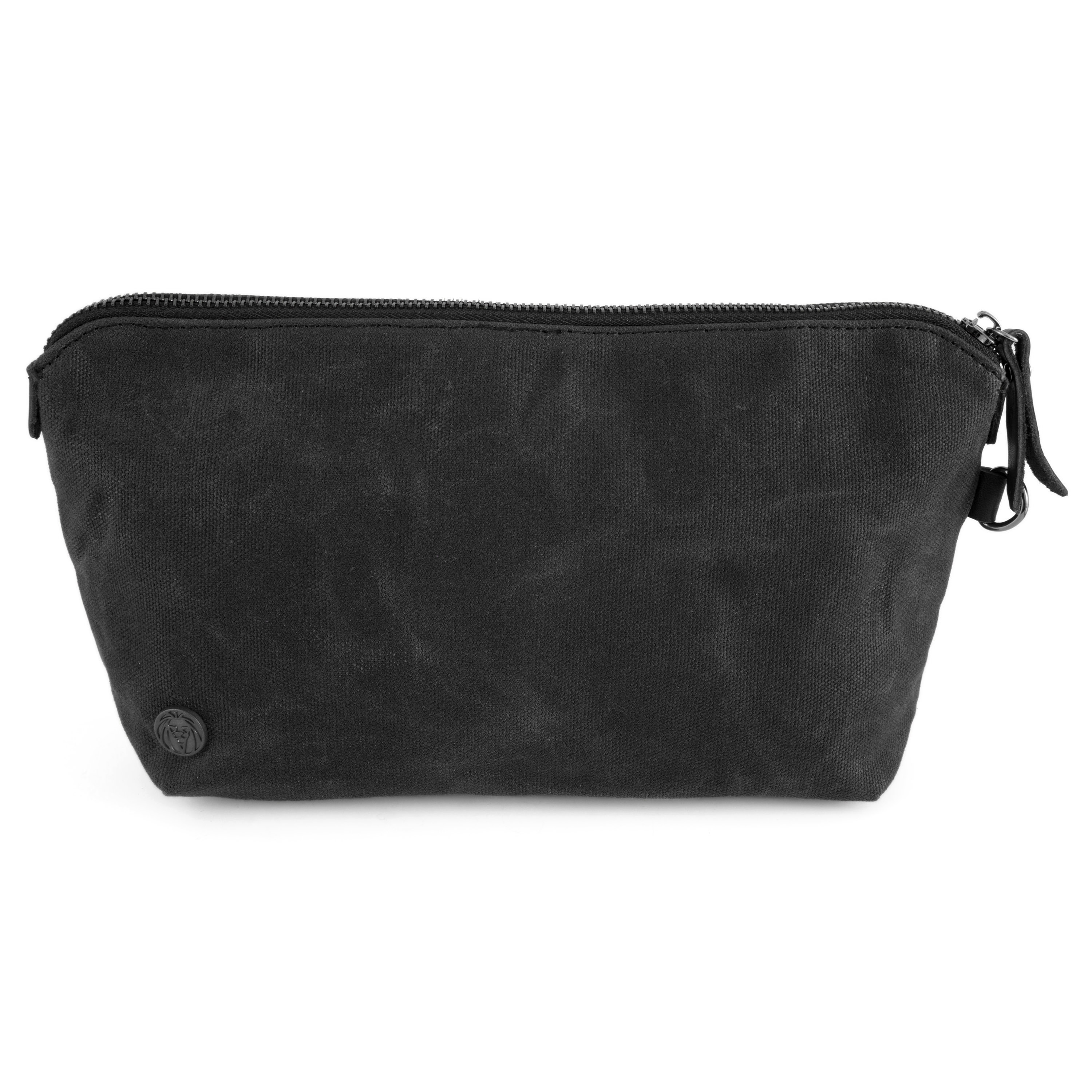 Schwarzer Drexel Kulturbeutel Aus Gewachstem Canvas - 4