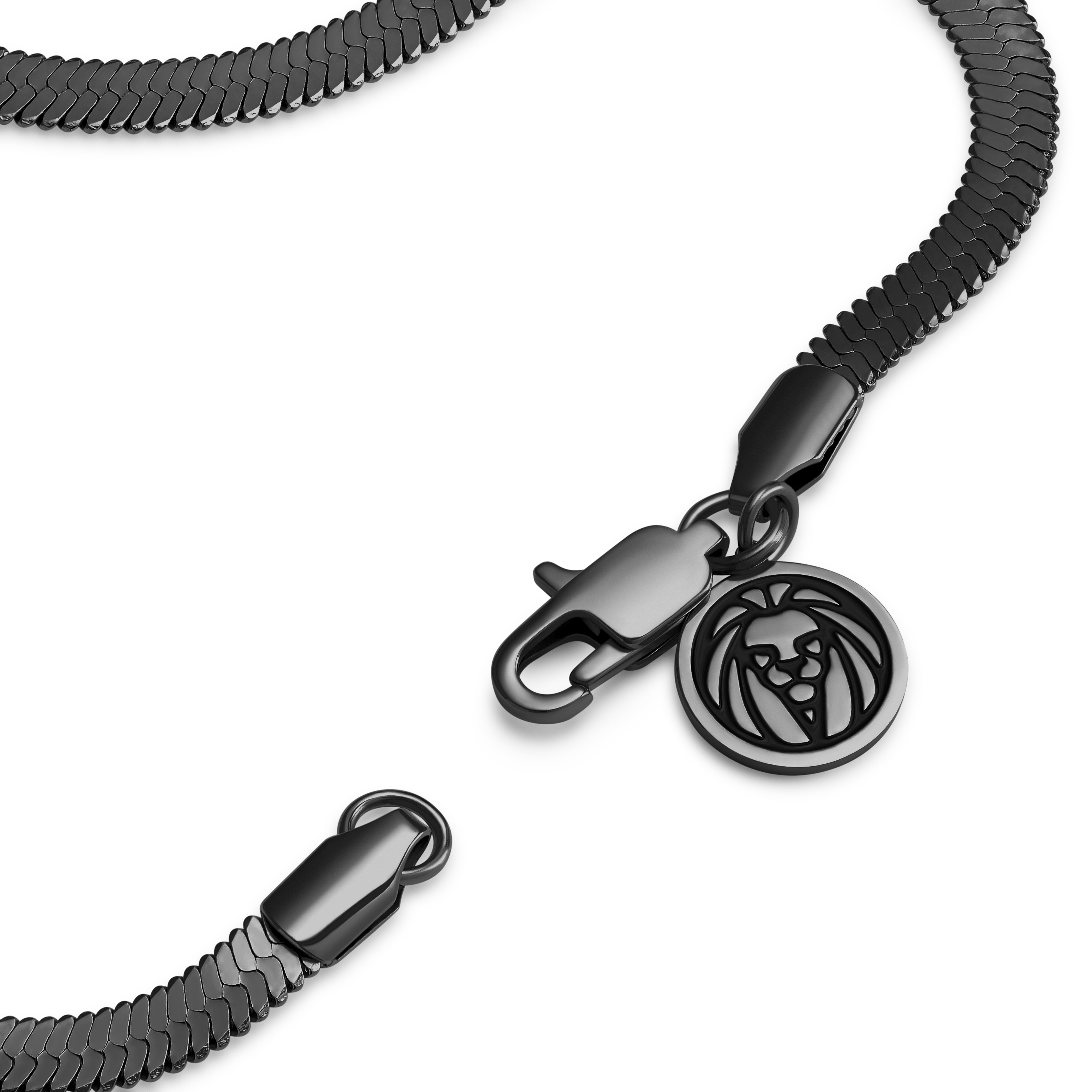 Essentials | Verižna zapestnica Herringbone v črni barvi, širine 4 mm - 5