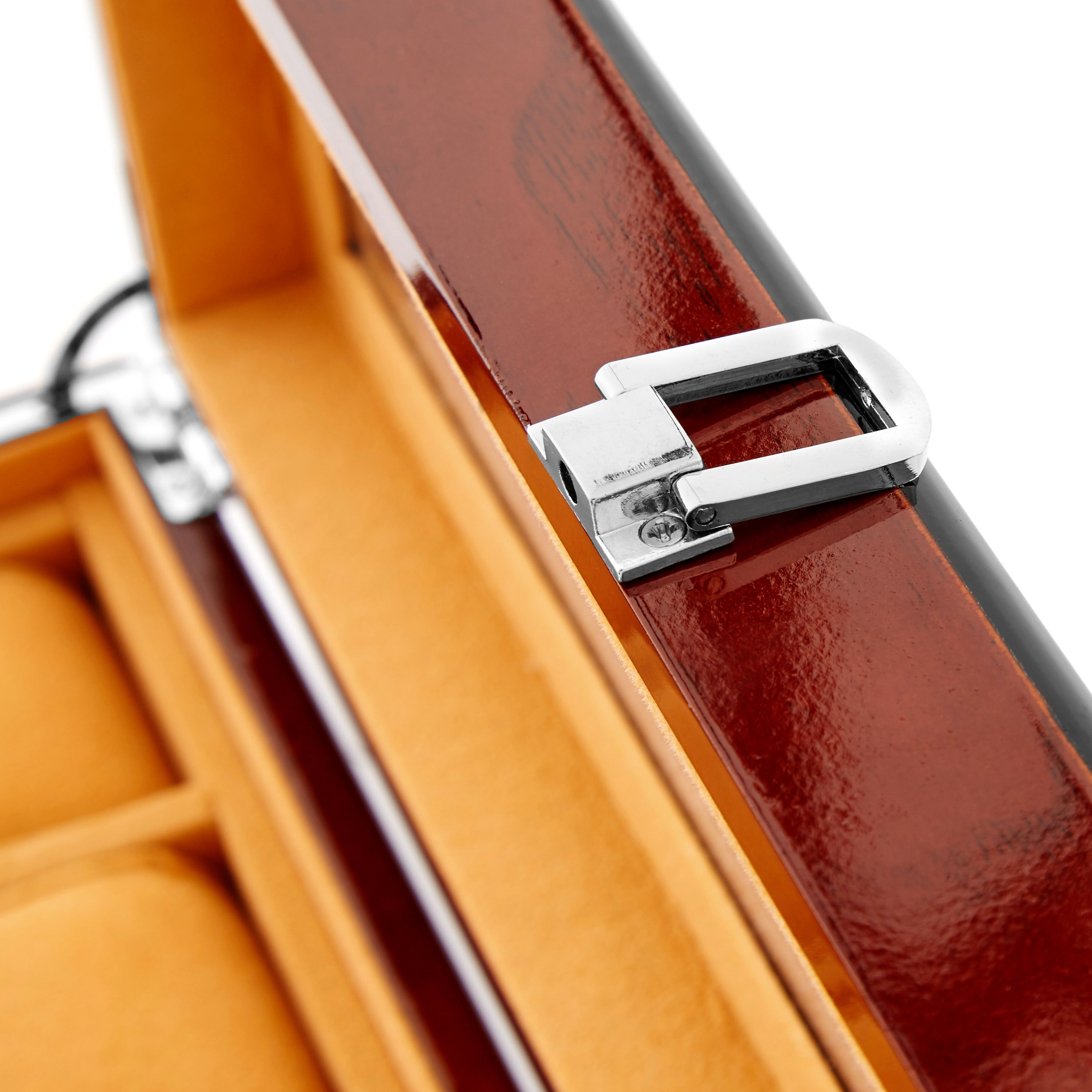 Luxury Red-Tone Wood Storage Case - 6 Watches - 6