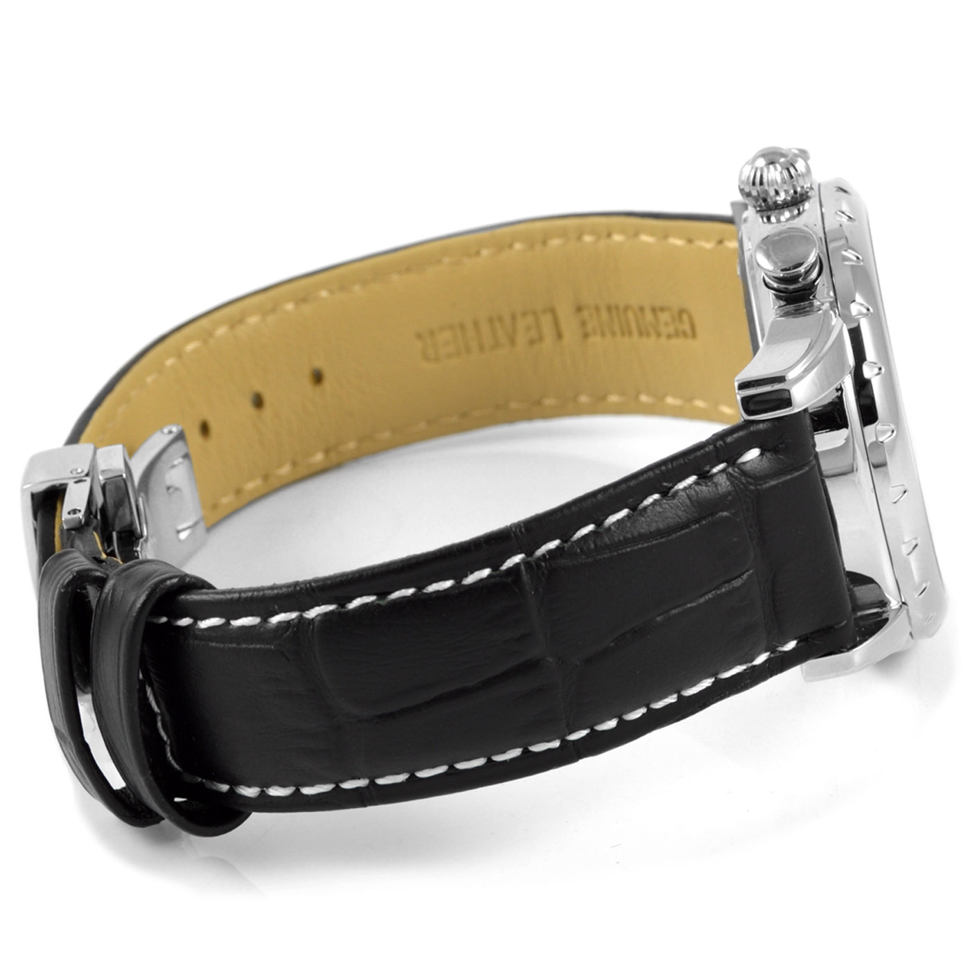 Leren Klassieke Saffierglas Horloge - 4