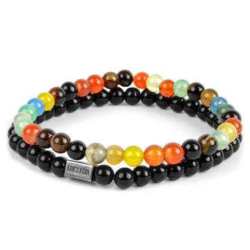Colorful & Black Stone Bracelet Set