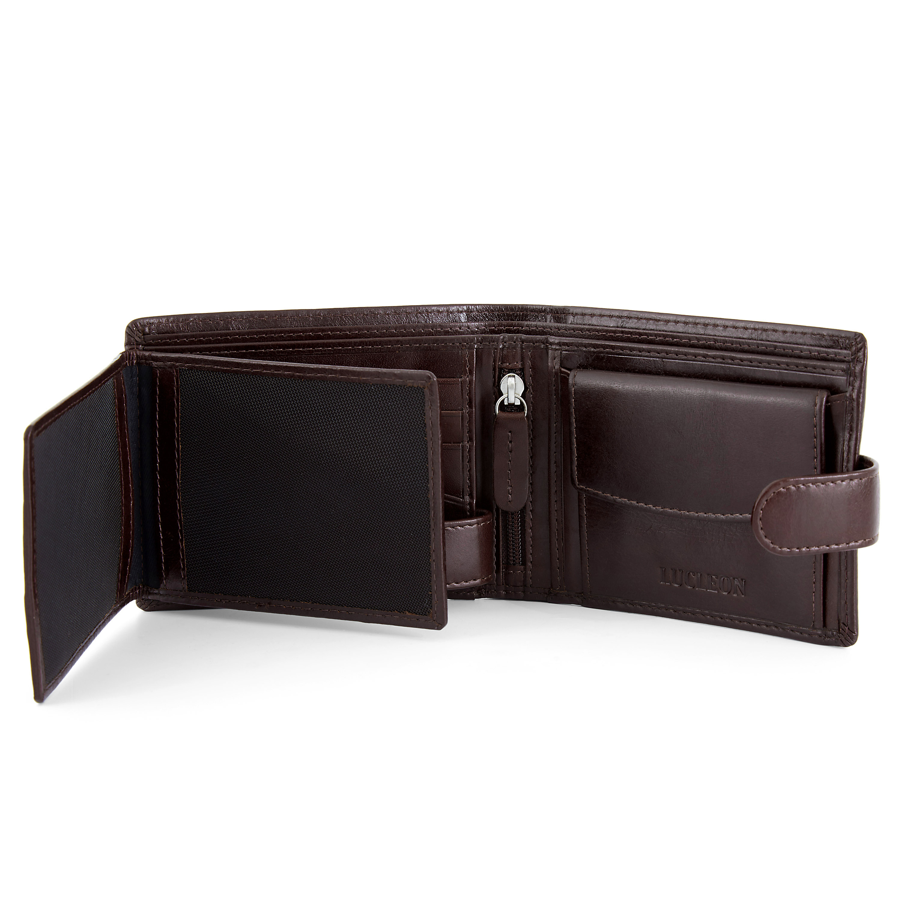 Tummanruskea ergonominen Jasper-nahkalompakko - 11