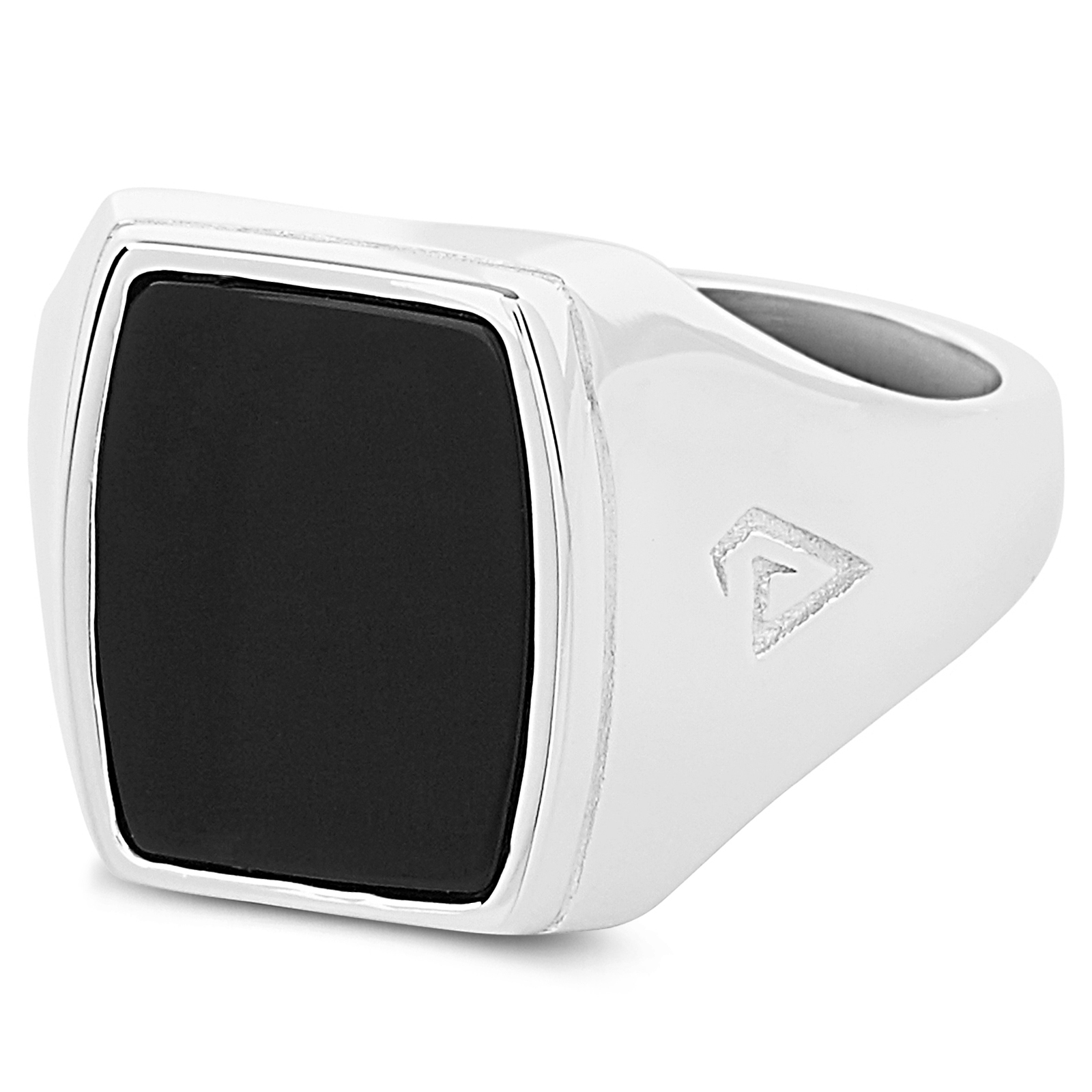 „Black Onyx“ klasikinis sidabrinis žiedas iš 925s sidabro