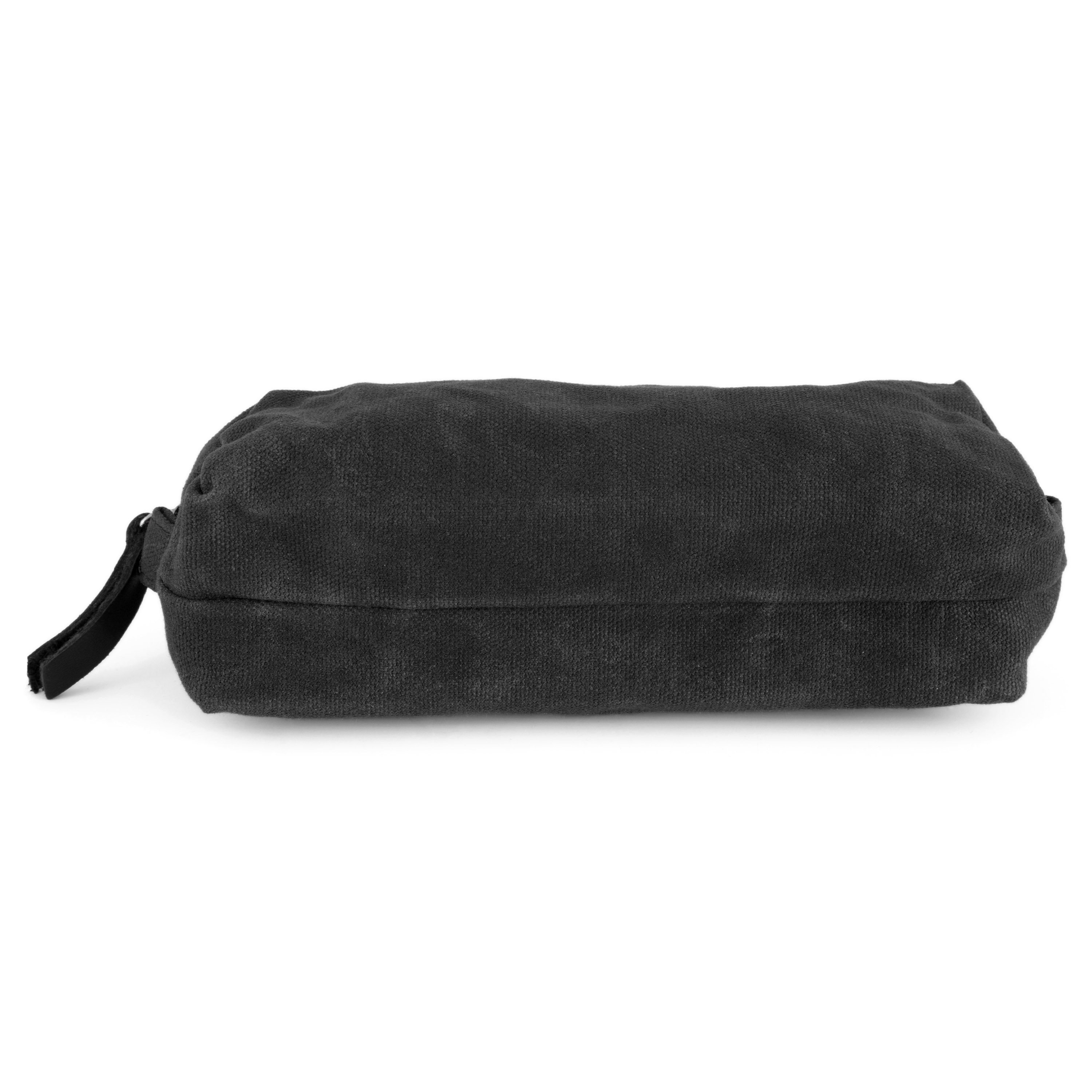 Mini, fekete viaszolt vászon piperetáska - 5