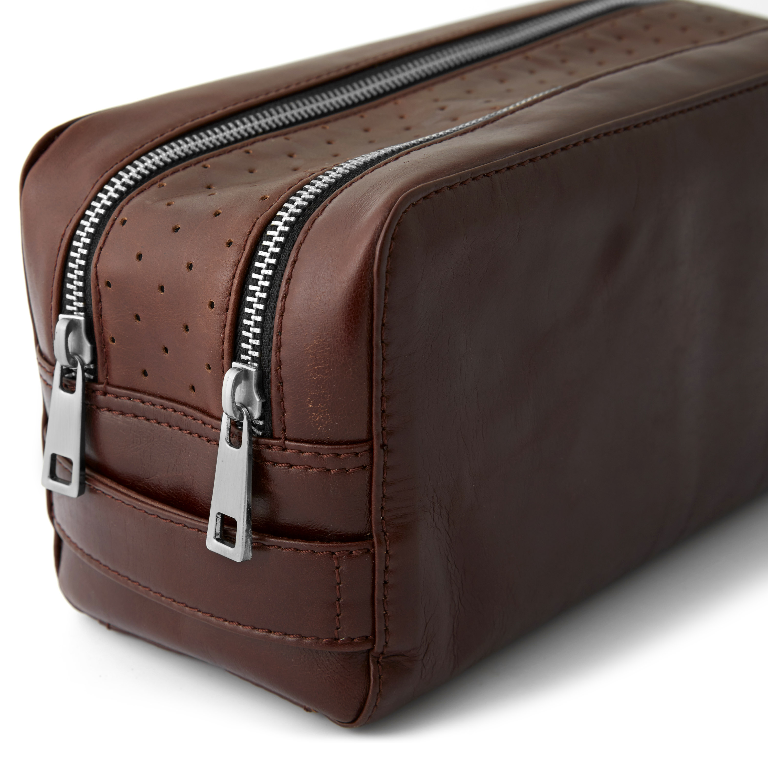 Brauner Doppelreißverschluss Jasper Kulturbeutel - 6